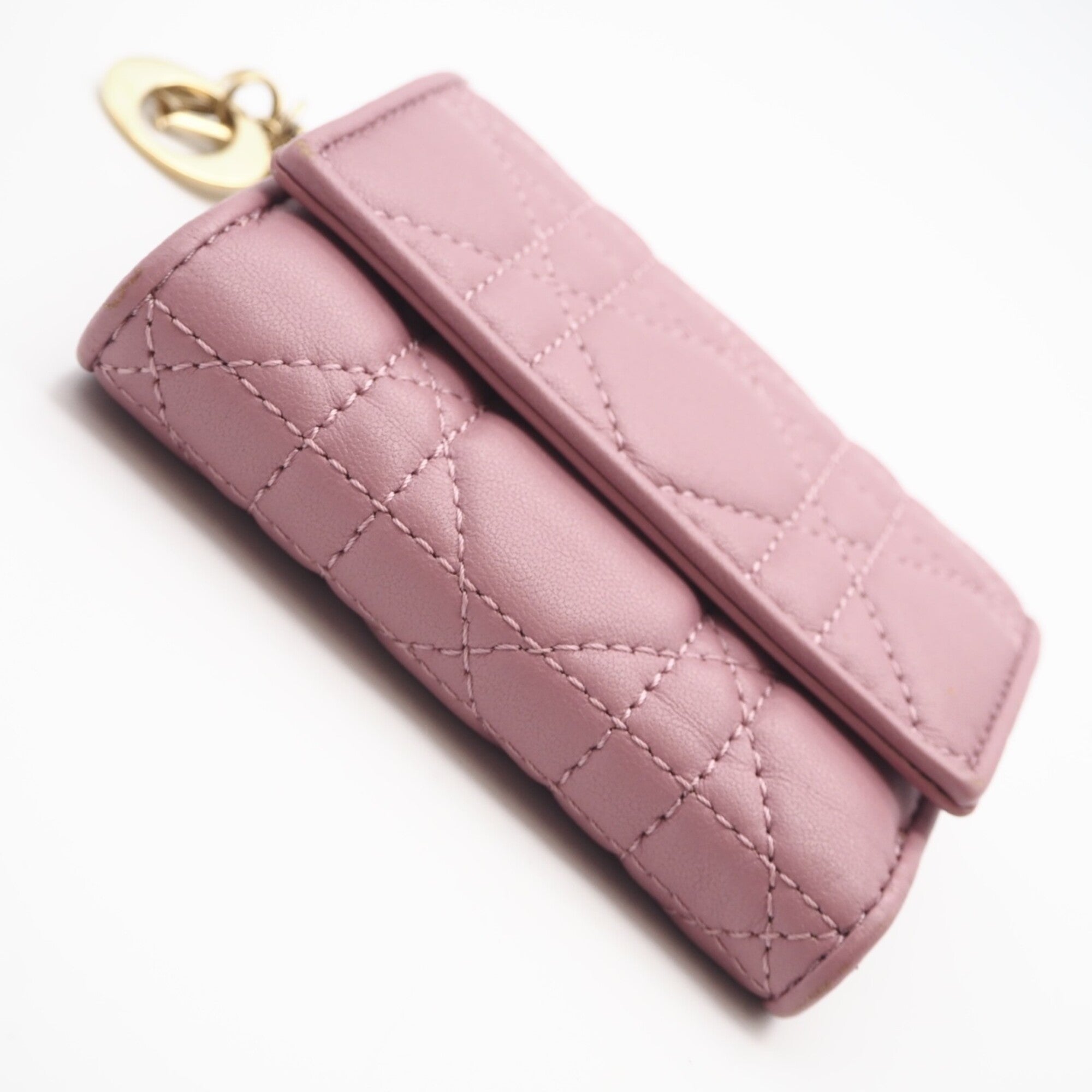 Christian Dior Lady Dior Pink Leather Wallet (Tri-Fold) (Pre-Owned)
