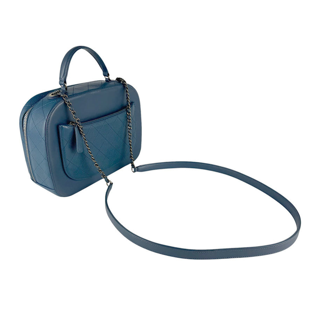 Chanel Blue Leather Handbag Shoulder Bag (Pre-Owned)