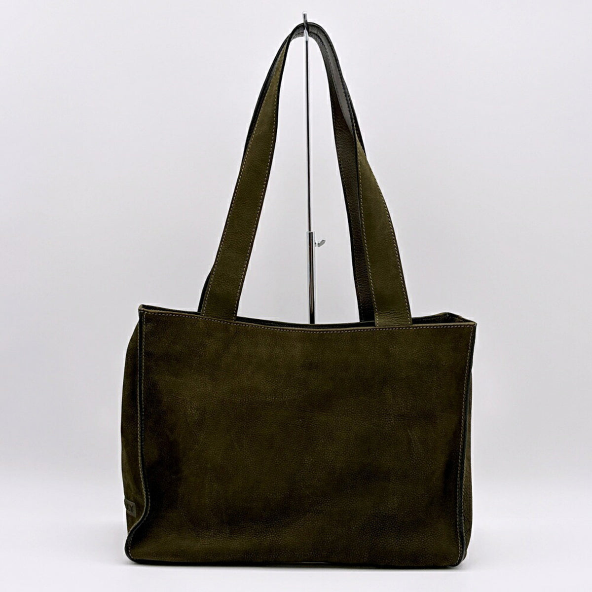 Bally Green Khaki Suede Leather Shoulder Bag Tote Bag (Pre-Owned)