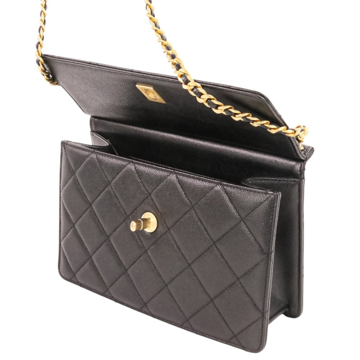 Chanel Black Grained Calfskin Shoulder Bag (Pre-Owned)