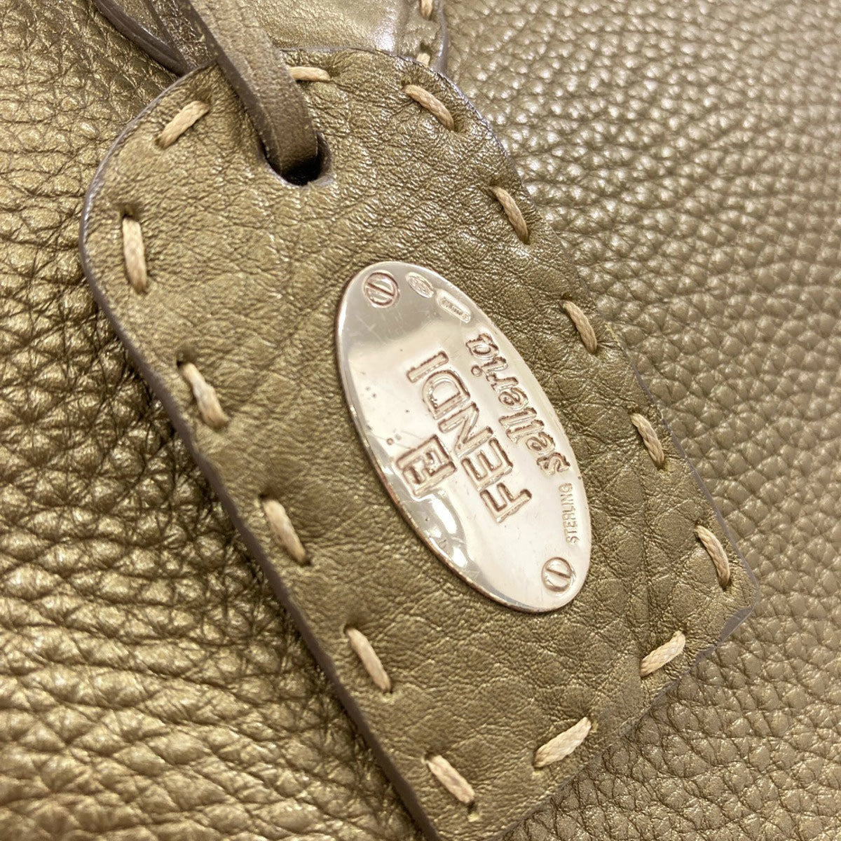 Fendi Selleria Khaki Leather Handbag (Pre-Owned)