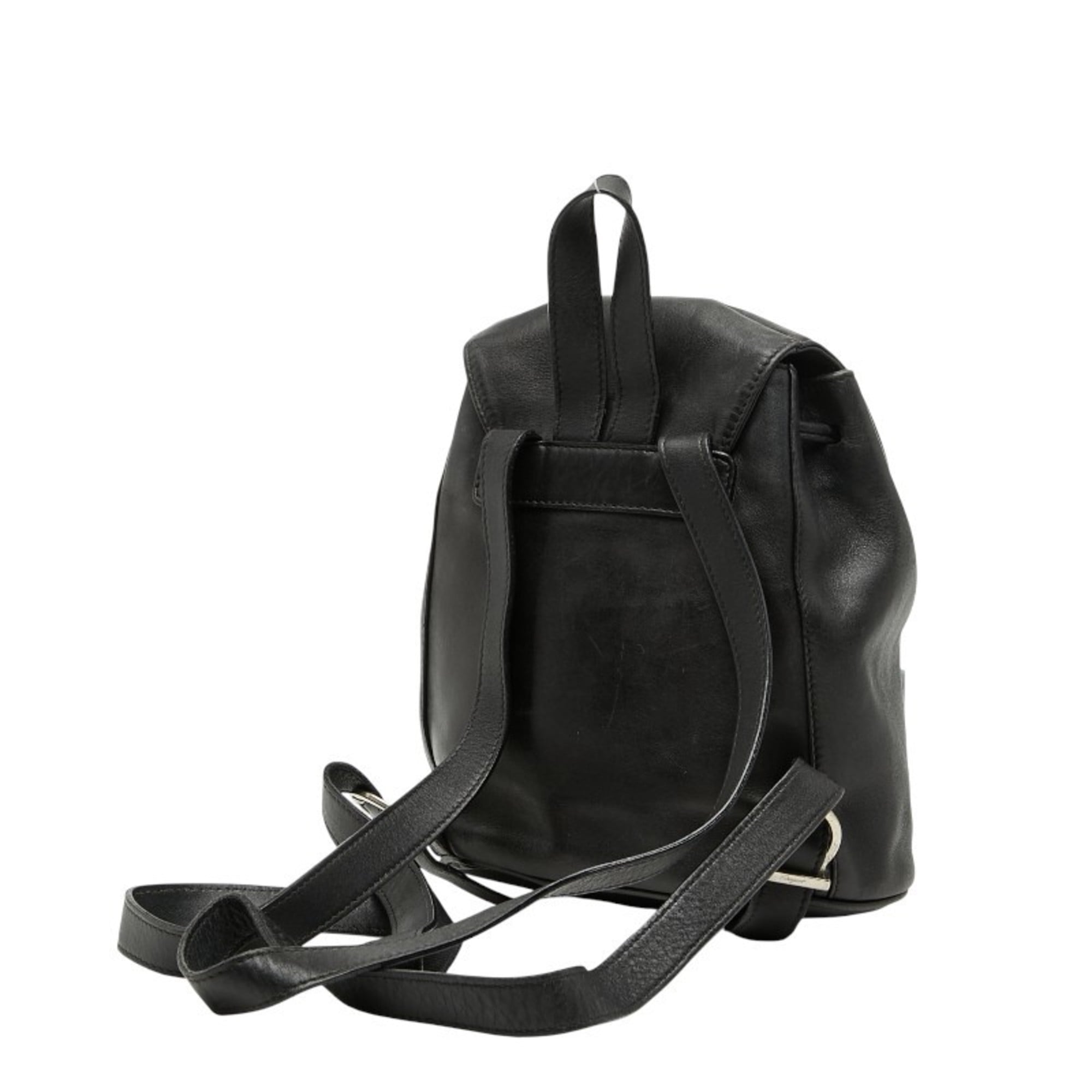 Salvatore Ferragamo Gancini Black Leather Backpack (Pre-Owned)