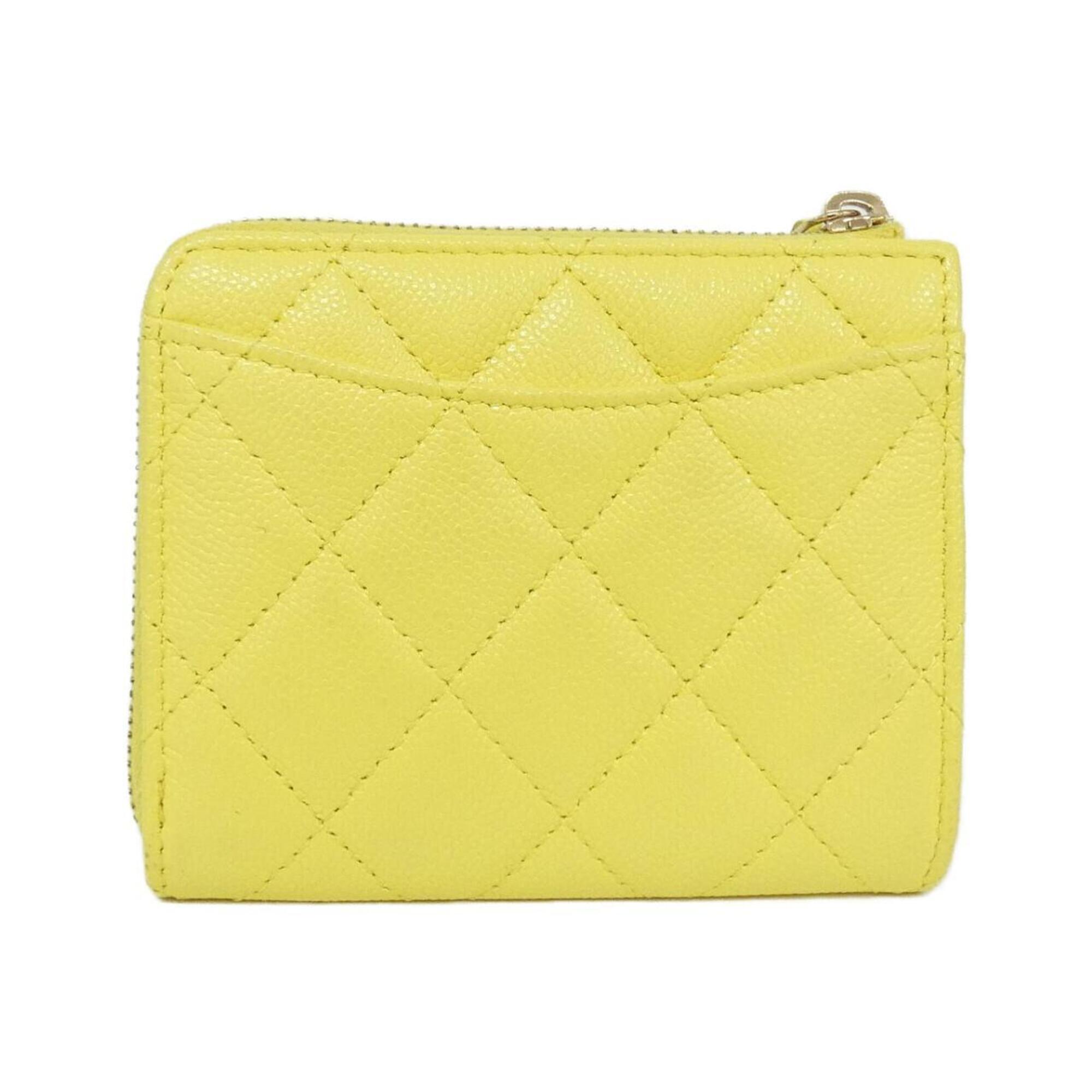Chanel Yellow Grained Calfskin Wallet (Bi-Fold) (Pre-Owned)