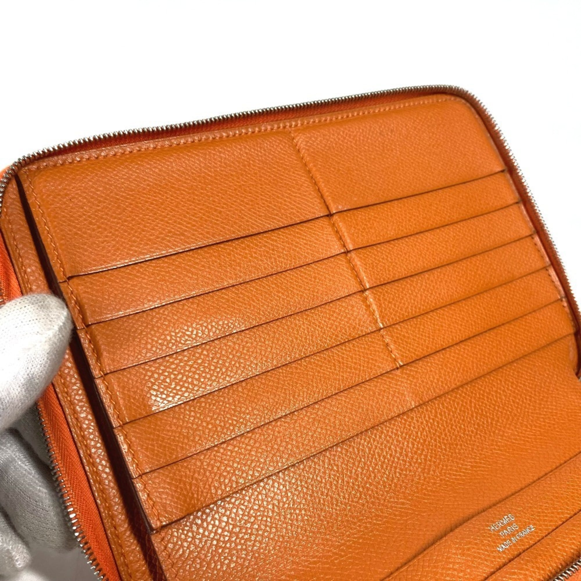 Hermes Orange Leather Long Wallet (Bi-Fold) (Pre-Owned)