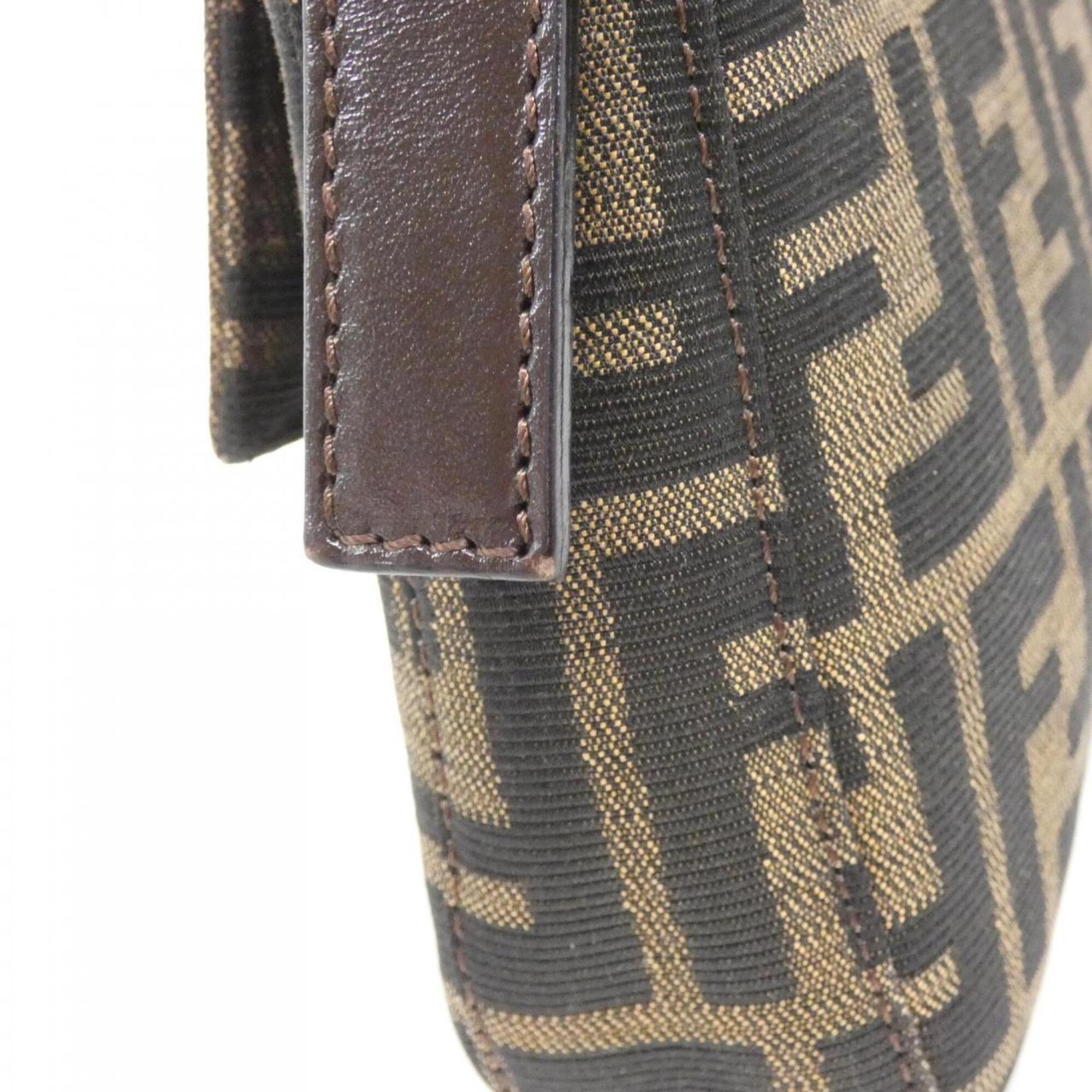 Fendi Baguette Brown Canvas Shoulder Bag (Pre-Owned)