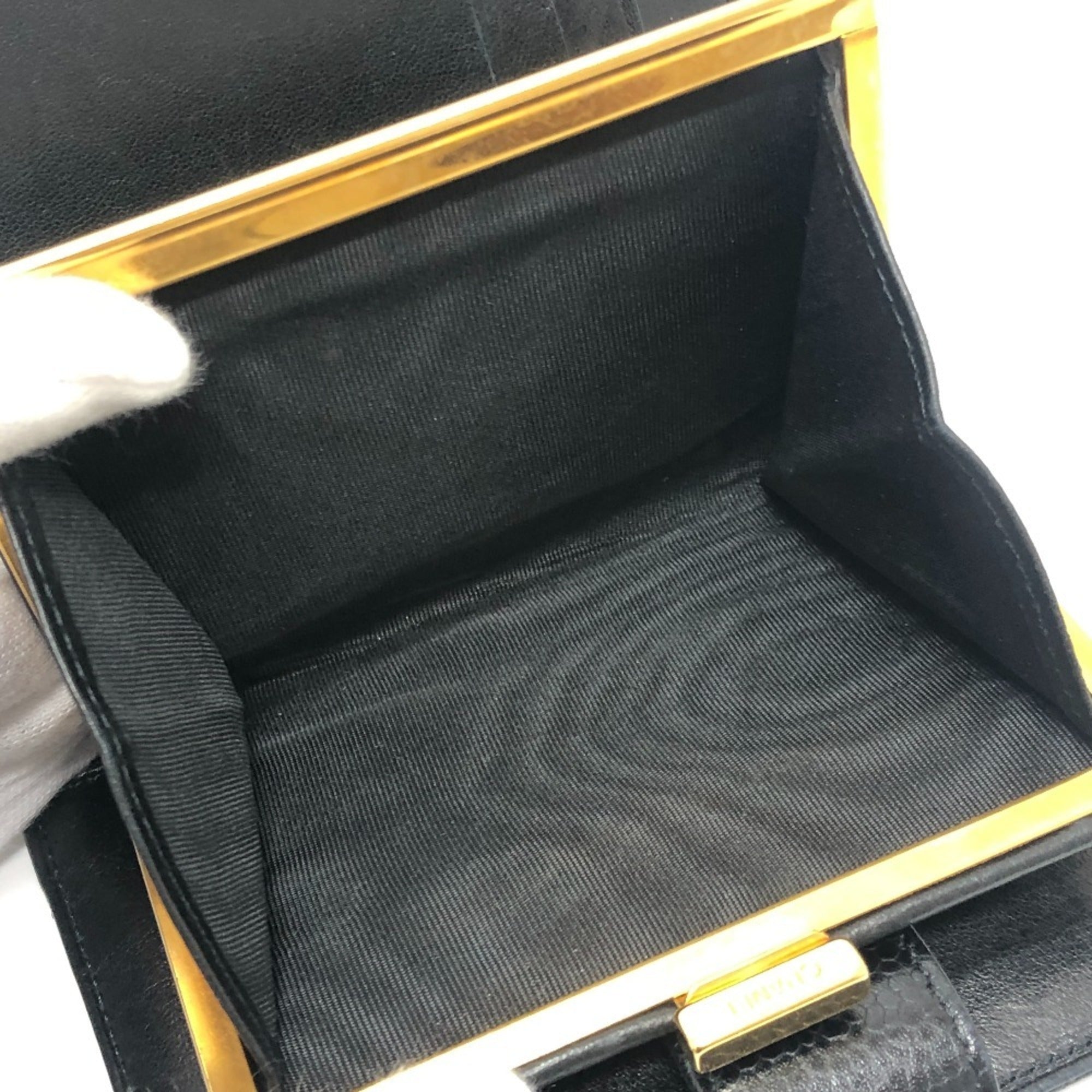 Chanel Black Grained Calfskin Long Wallet (Bi-Fold) (Pre-Owned)