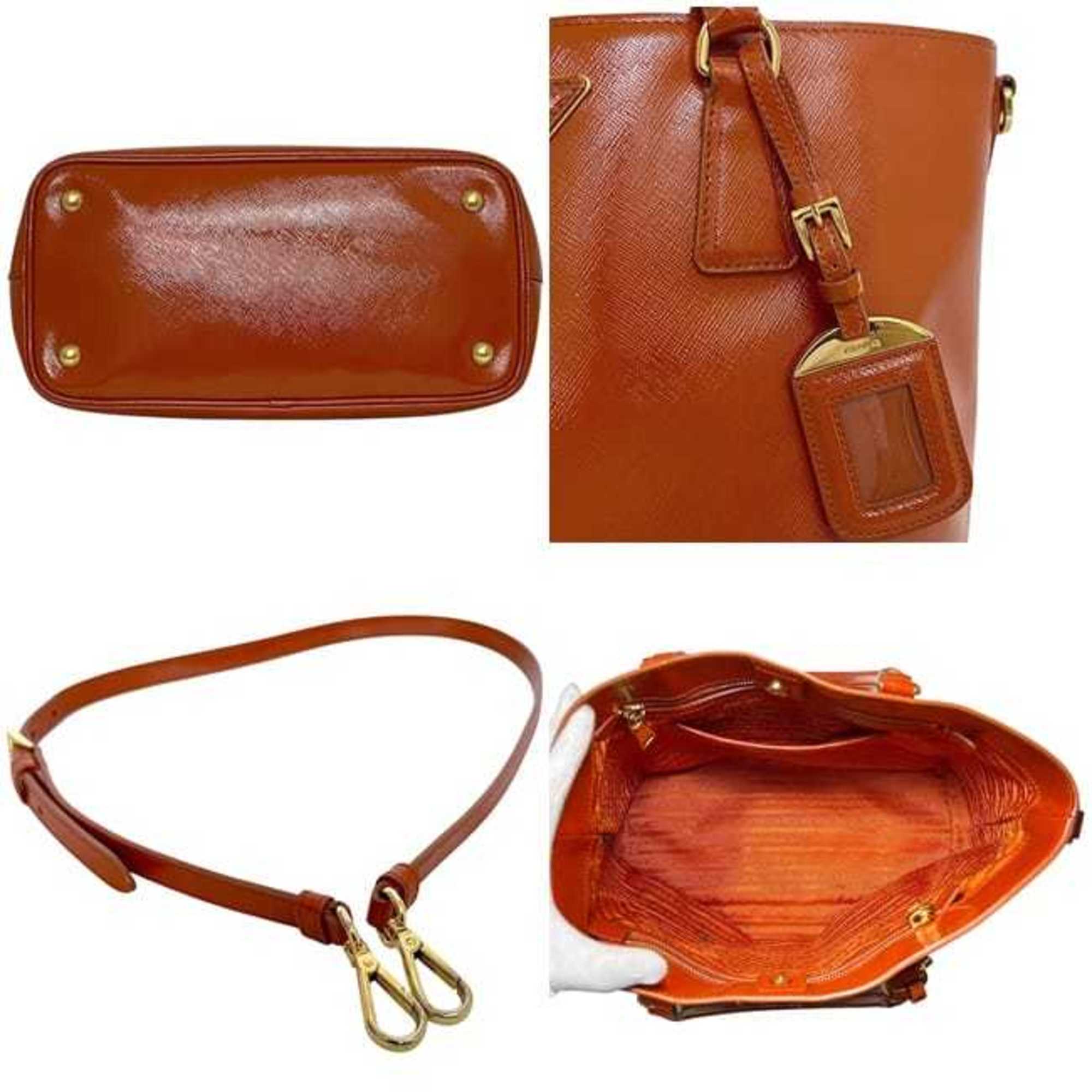 Prada Orange Patent Leather Leather Handbag Tote Bag (Pre-Owned)