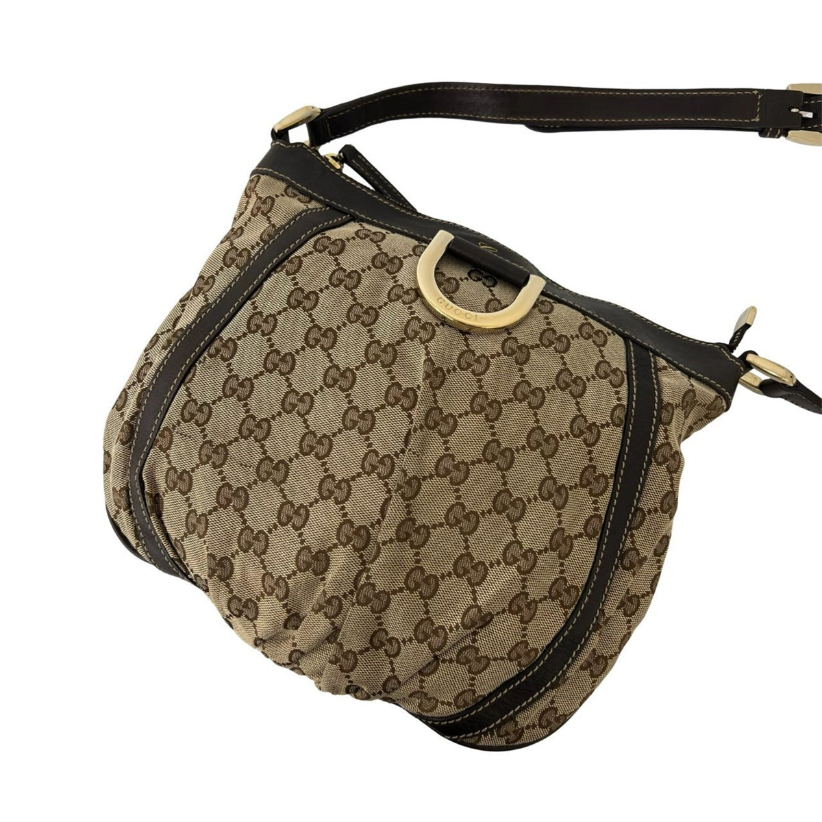 Gucci Brown Canvas Leather Crossbody Bag Shoulder Bag (Pre-Owned)