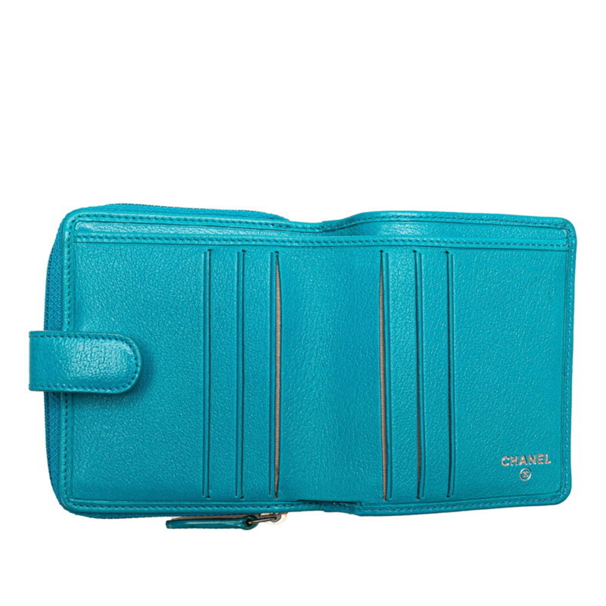 Chanel Light Blue Leather Wallet (Bi-Fold) (Pre-Owned)