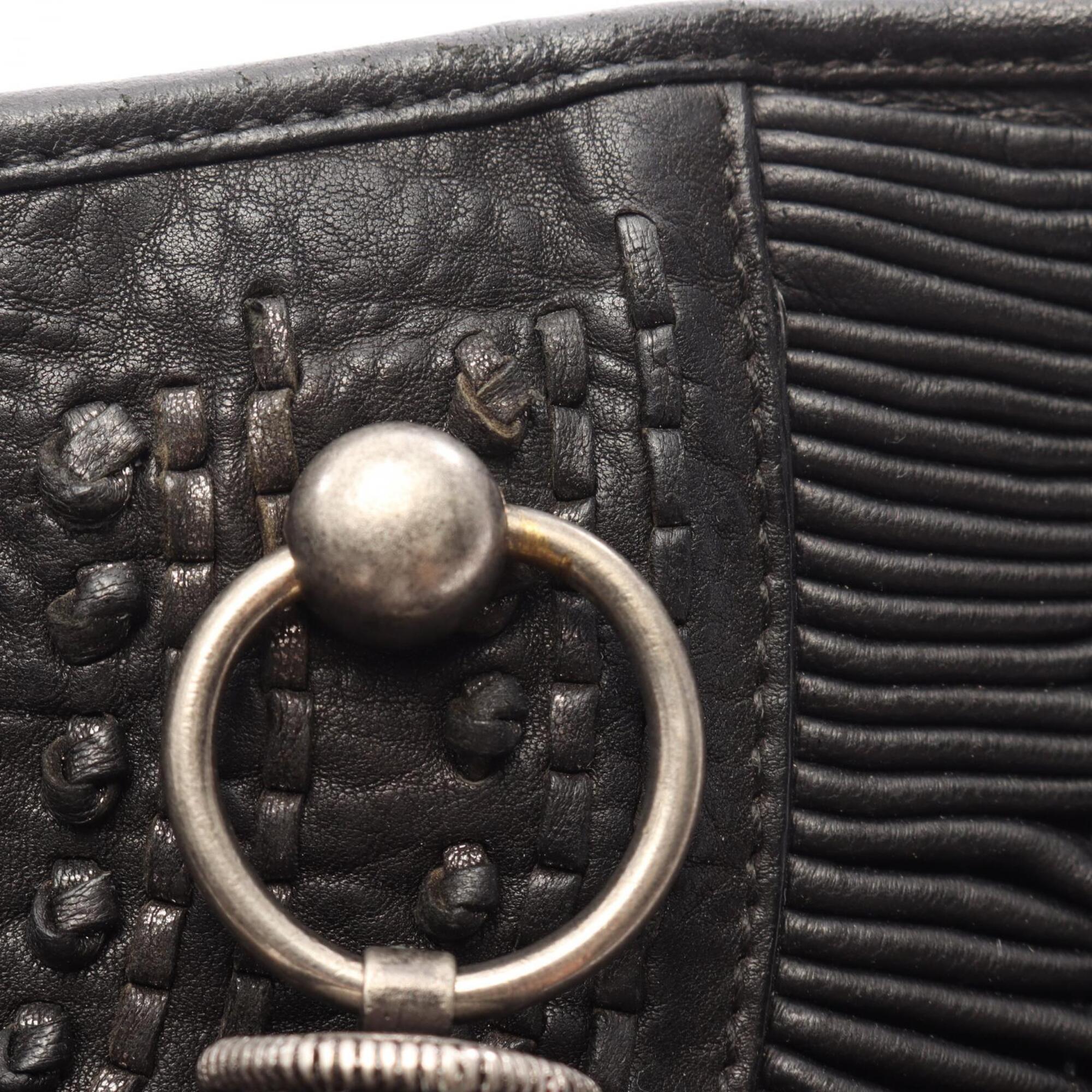 Christian Dior Black Leather Handbag Tote Bag (Pre-Owned)