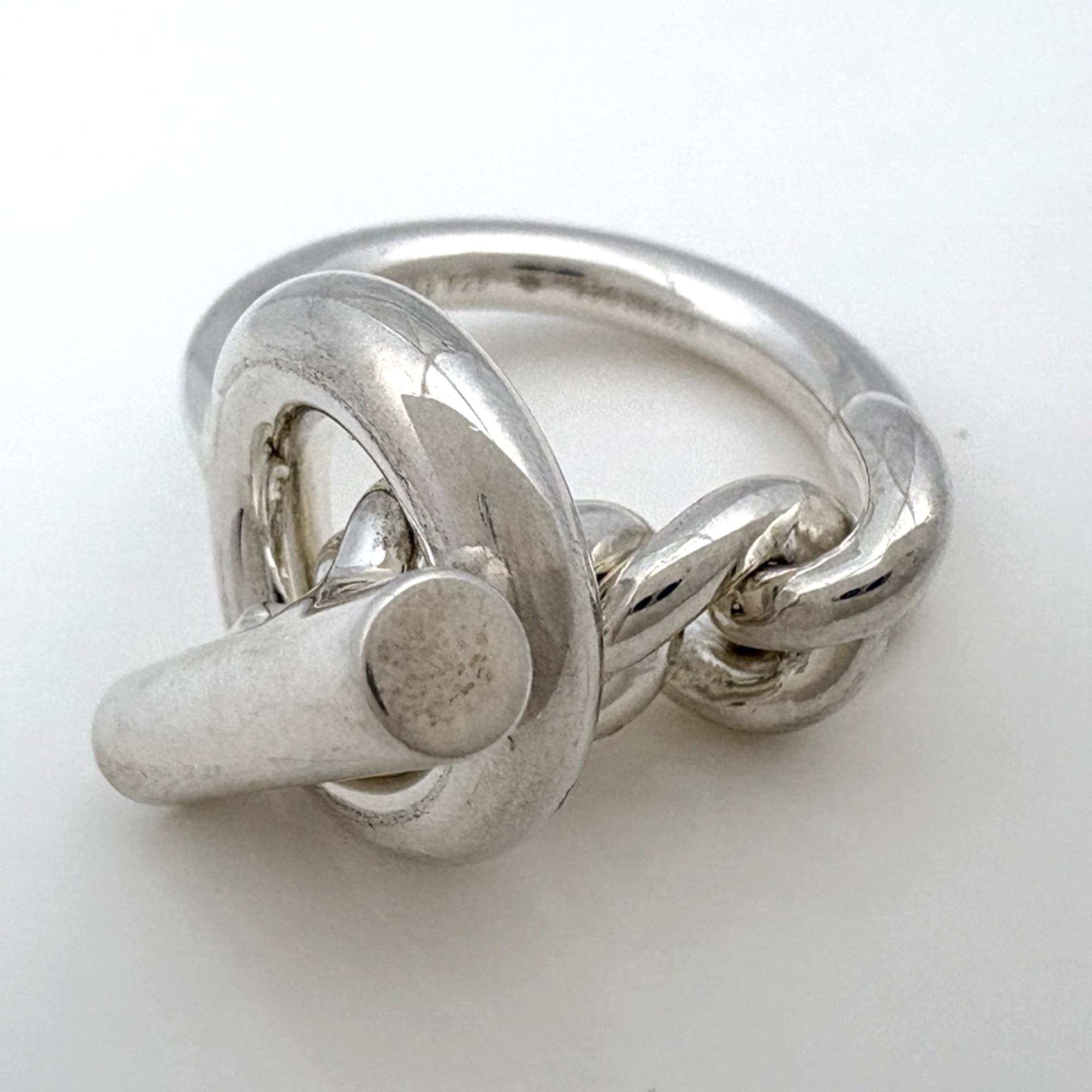 Hermes Silver Silver 925 Band Ring (Pre-Owned)