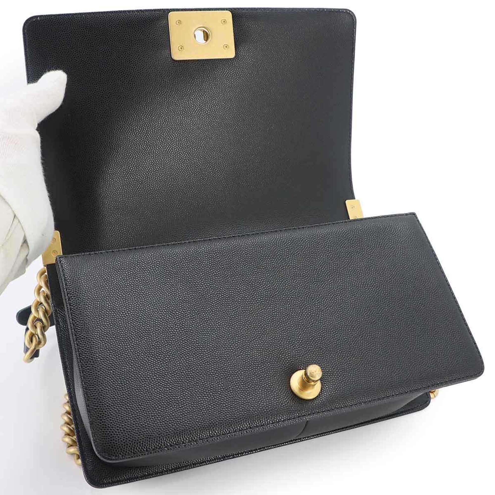 Chanel Black Grained Calfskin Handbag Shoulder Bag (Pre-Owned)