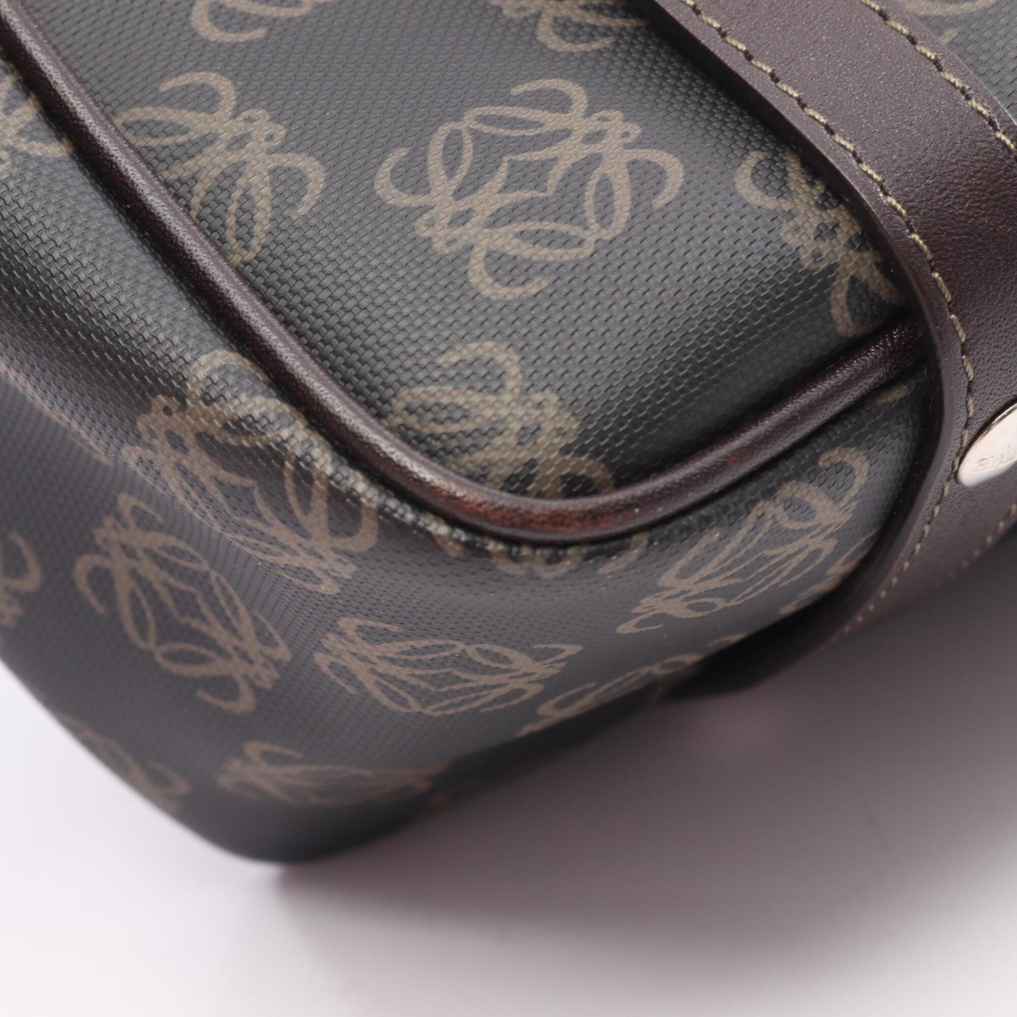 Loewe Black Brown Coated Canvas Leather Handbag Pouch (Pre-Owned)