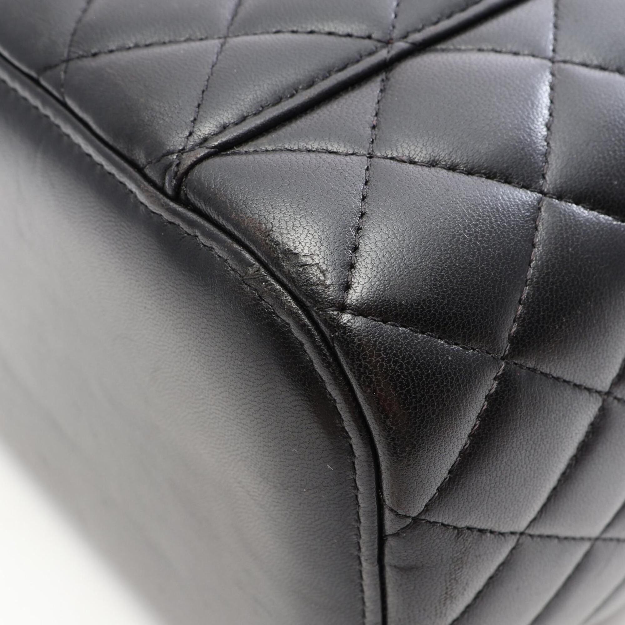 Chanel Black Leather Handbag Vanity Bag (Pre-Owned)