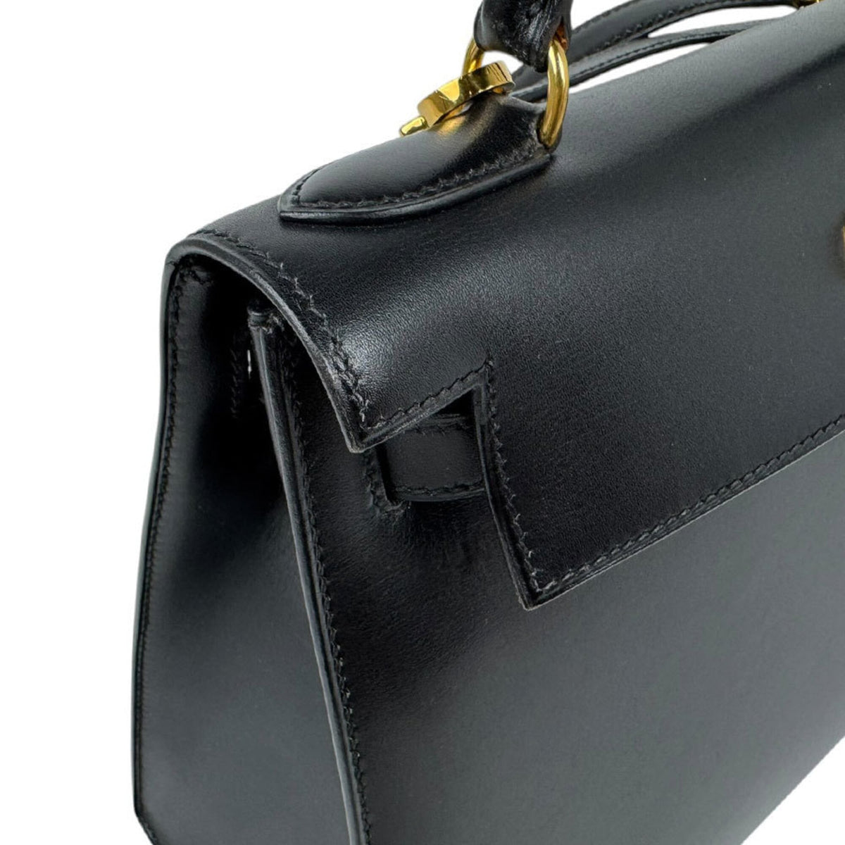 Hermes Black Box Calf Leather Handbag Shoulder Bag (Pre-Owned)