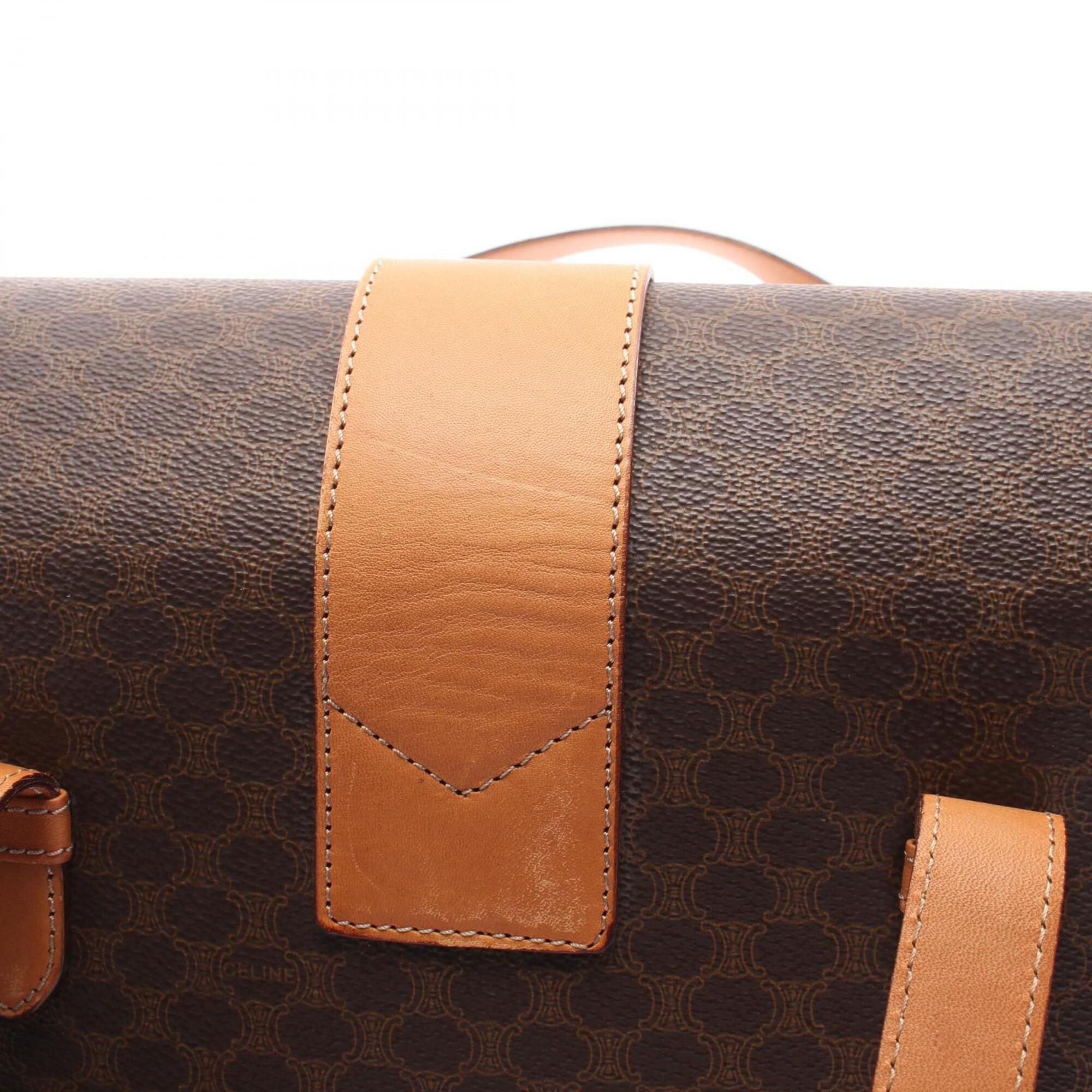 Celine Macadam Brown Coated Canvas Handbag (Pre-Owned)