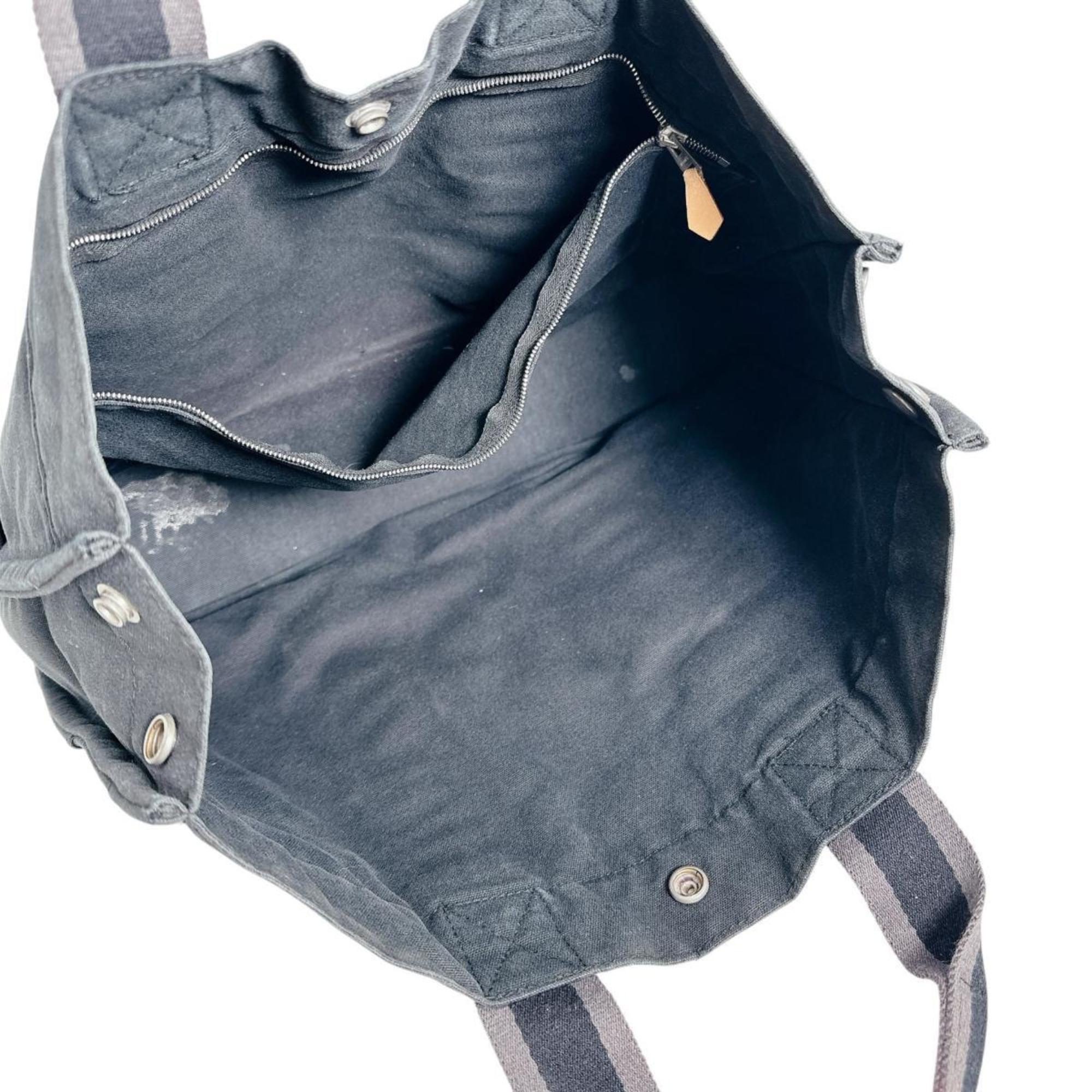 Hermes Her Line Black Canvas Tote Bag (Pre-Owned)