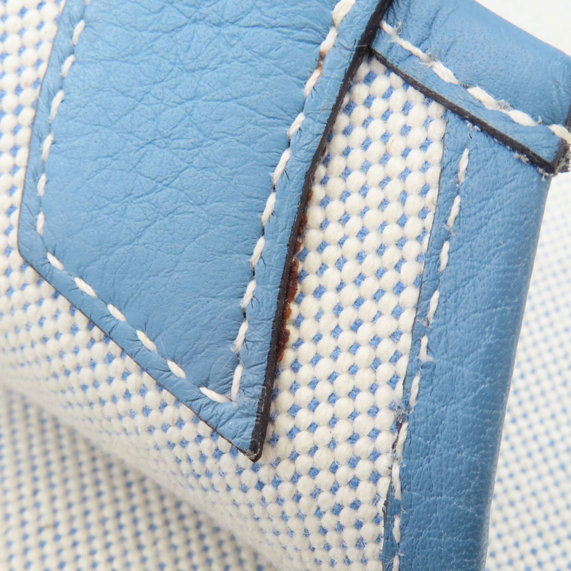 Hermes Light Blue Toile H Leather Tote Bag (Pre-Owned)