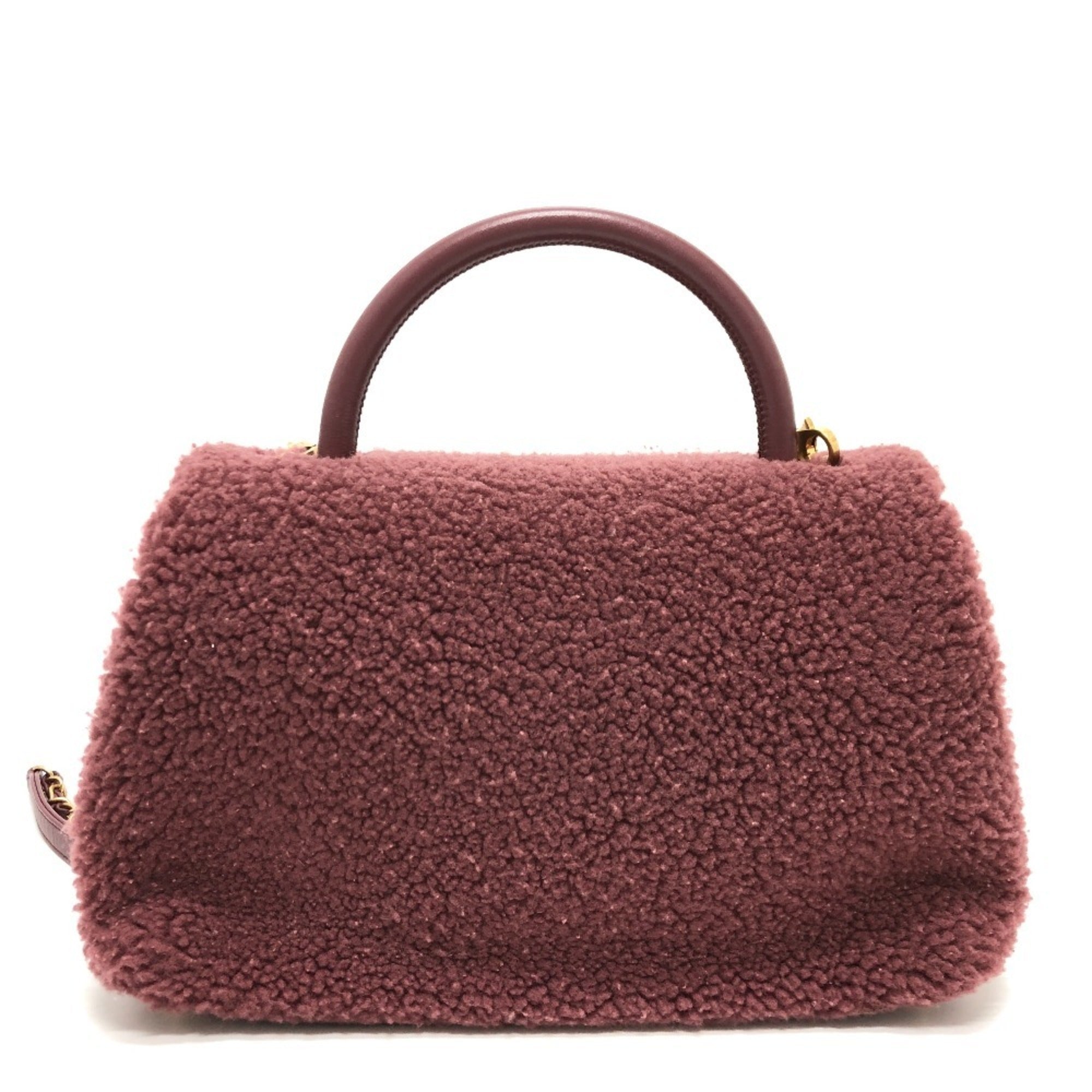 Chanel Red Color Wine Leather Handbag Shoulder Bag (Pre-Owned)