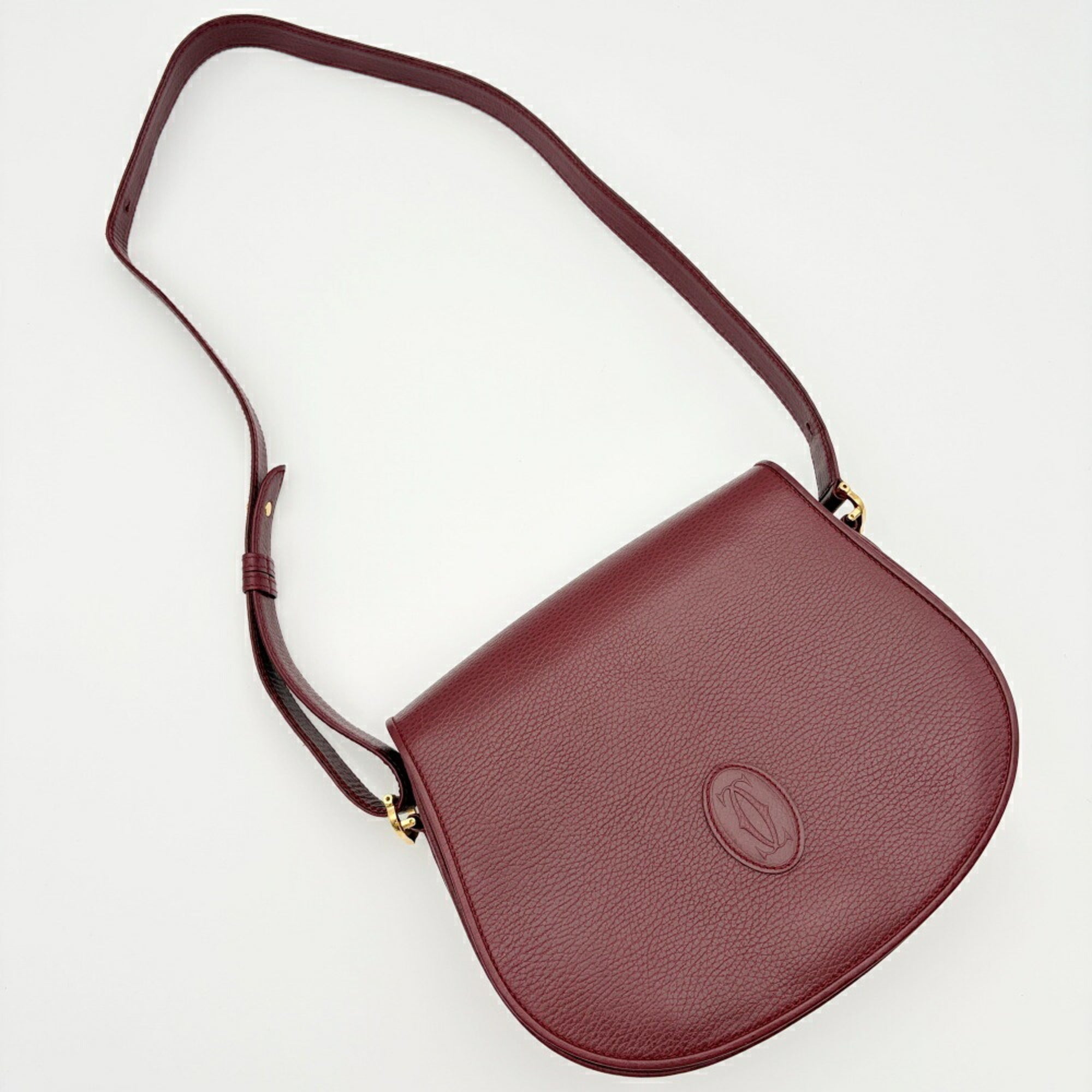 Cartier Bordeaux Leather Shoulder Bag (Pre-Owned)