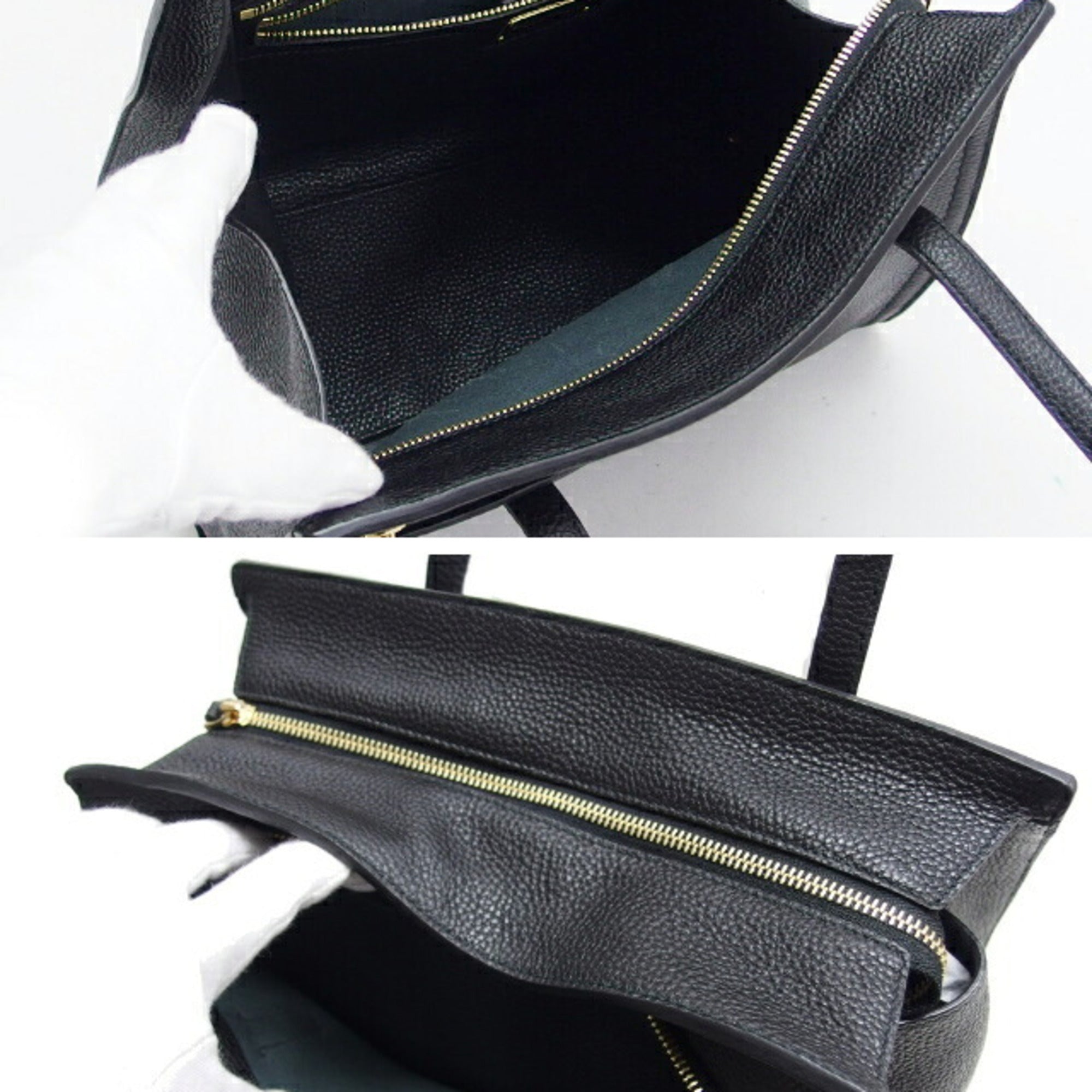 Salvatore Ferragamo Gancini Black Leather Shoulder Bag Tote Bag (Pre-Owned)