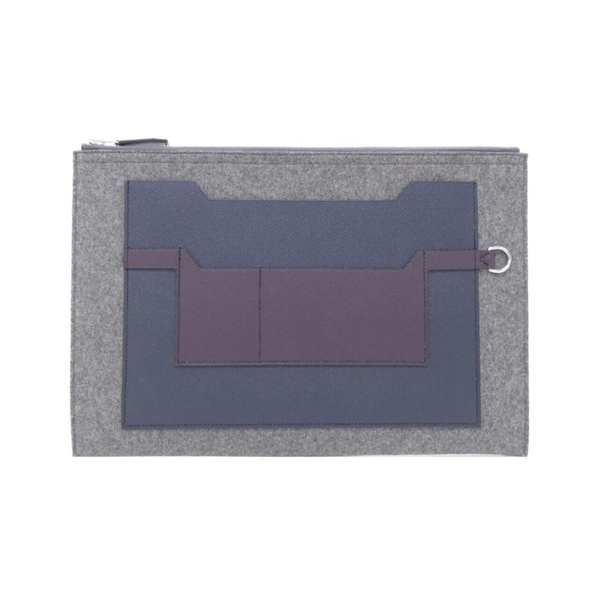 Hermes Gray Felt Epsom Leather Handbag Pouch (Pre-Owned)