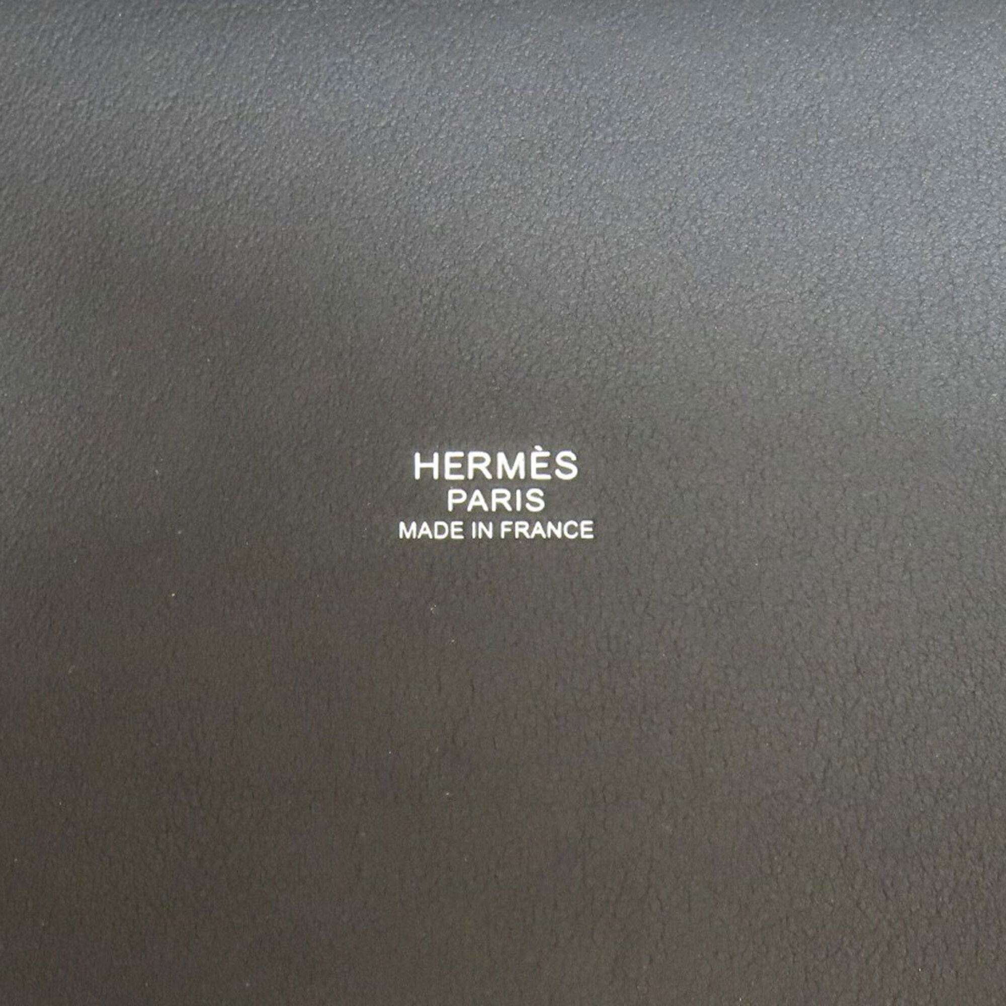 Hermes Black Blue Brown Ecru Toile H Swift Leather Handbag (Pre-Owned)