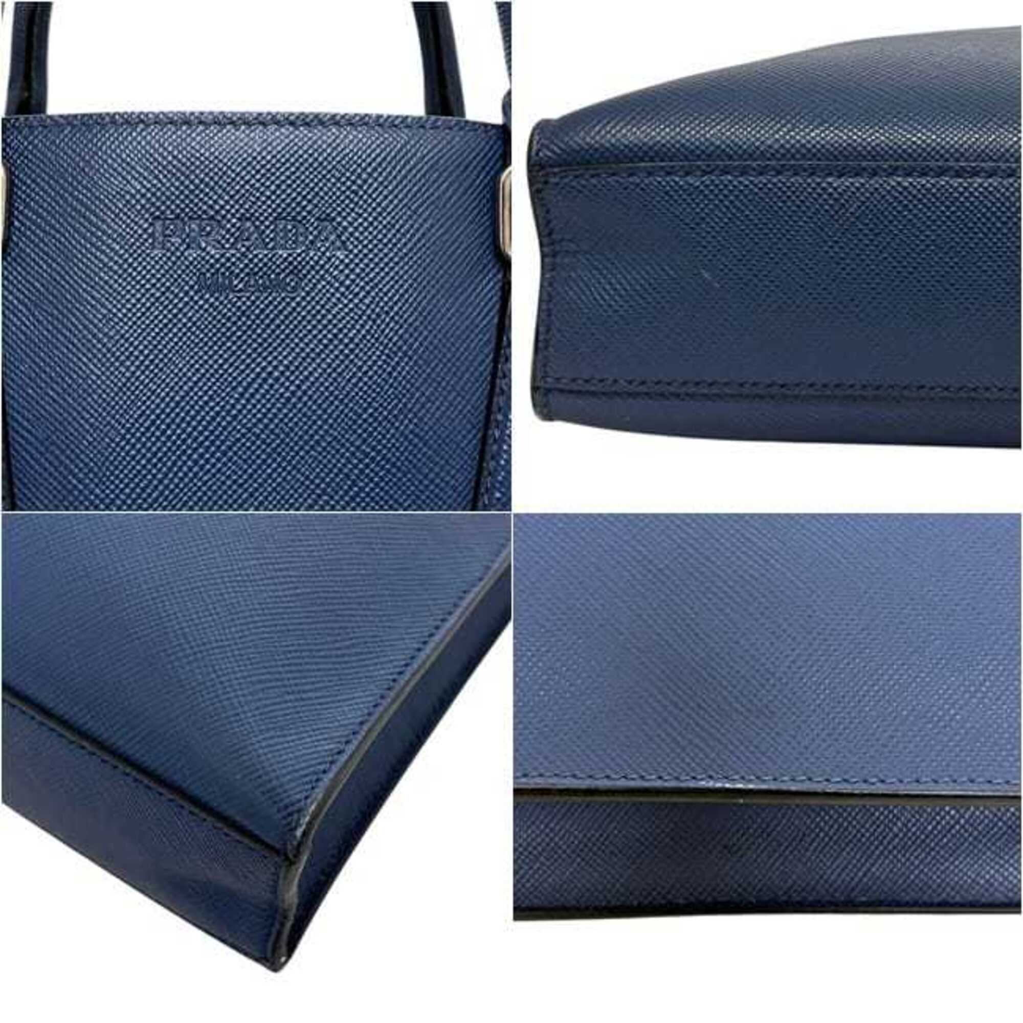 Prada Saffiano Blue Saffiano Leather Tote Bag (Pre-Owned)