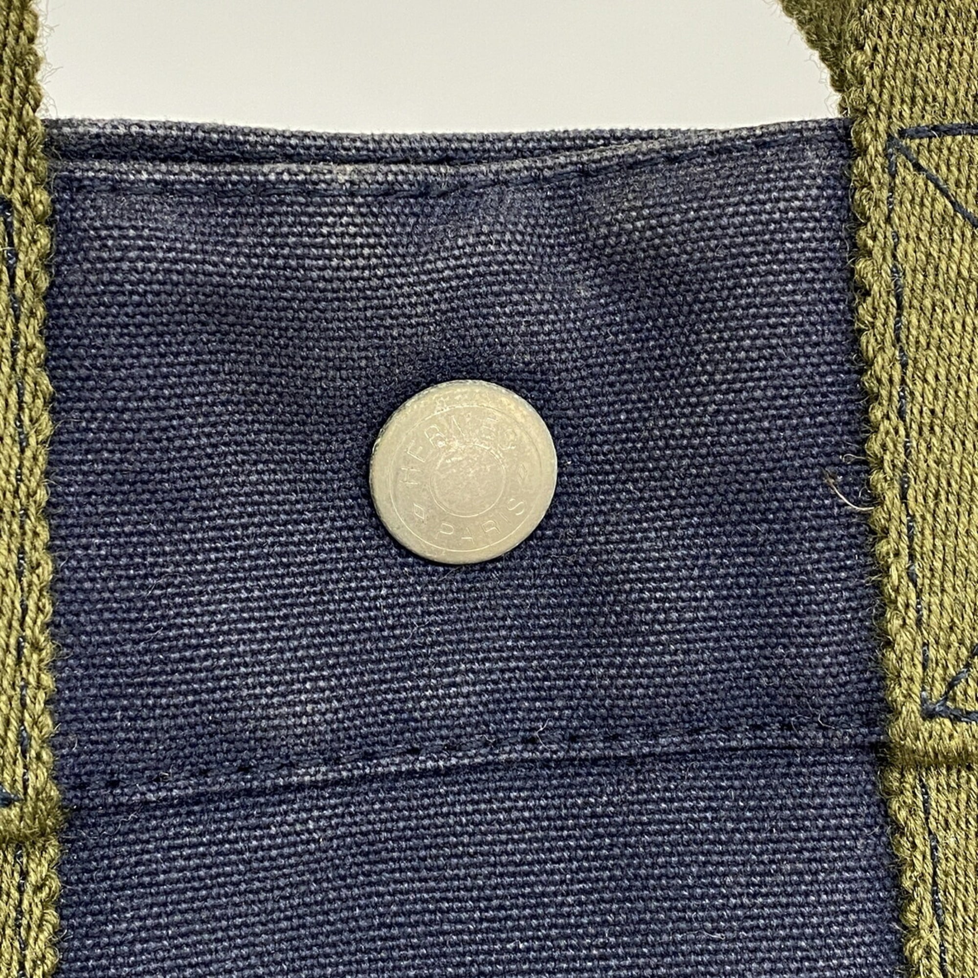 Hermes Navy Canvas Handbag (Pre-Owned)