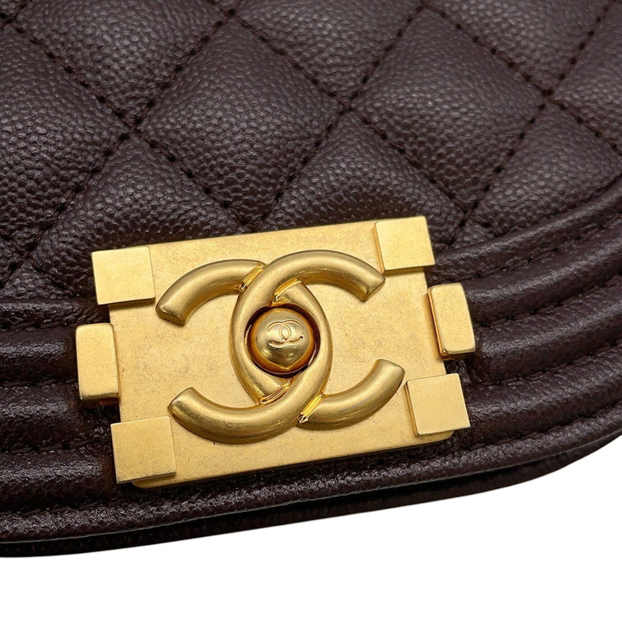 Chanel Brown Grained Calfskin Shoulder Bag (Pre-Owned)