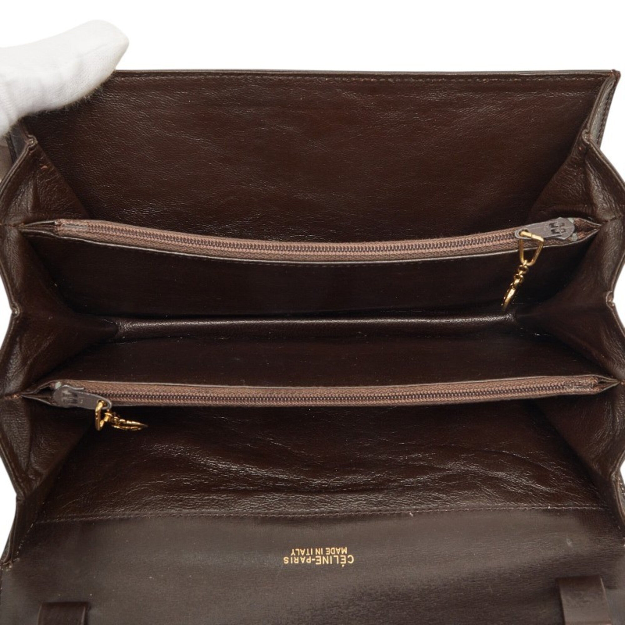 Celine Brown Canvas Leather Clutch Bag (Pre-Owned)