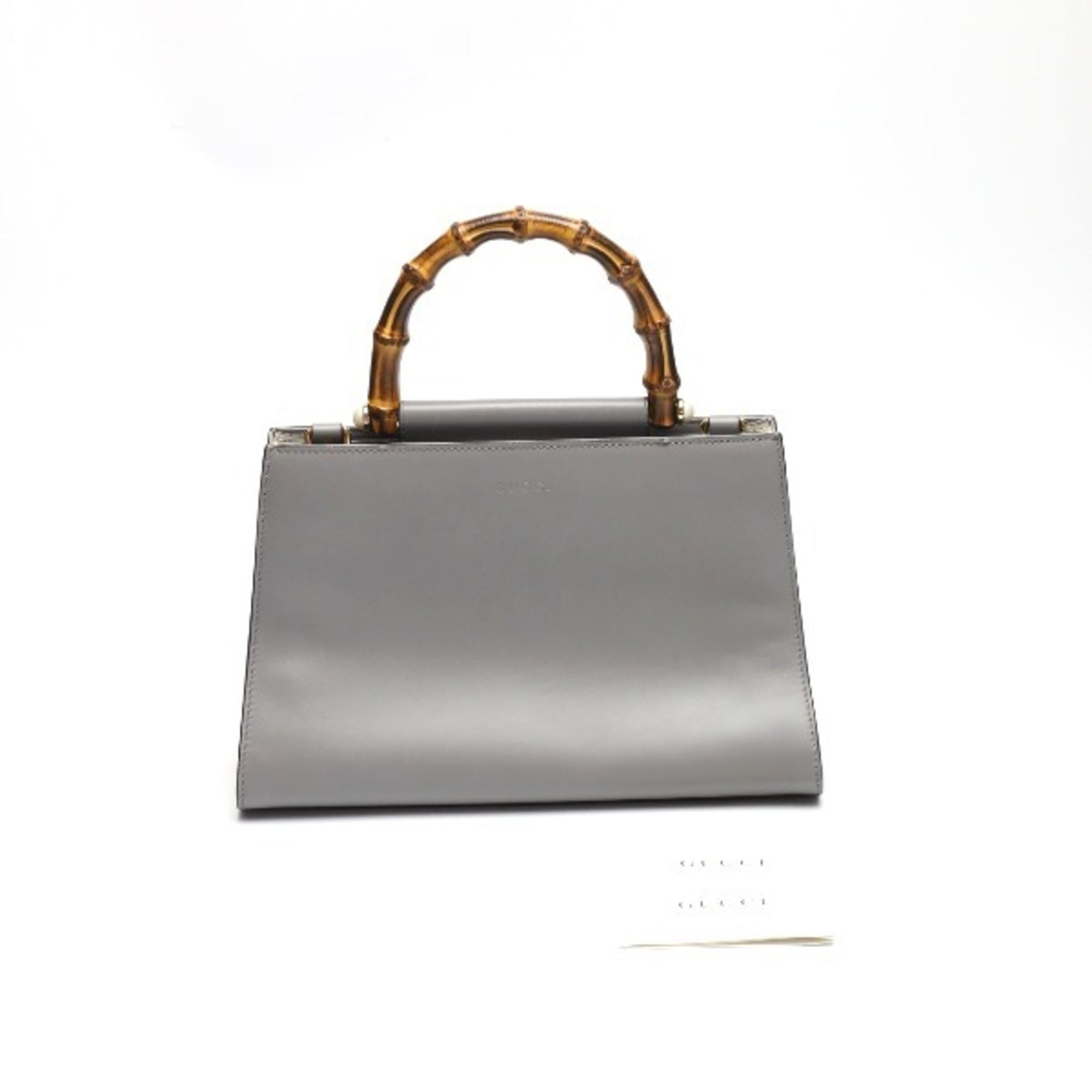 Gucci Gray Bamboo Handbag (Pre-Owned)