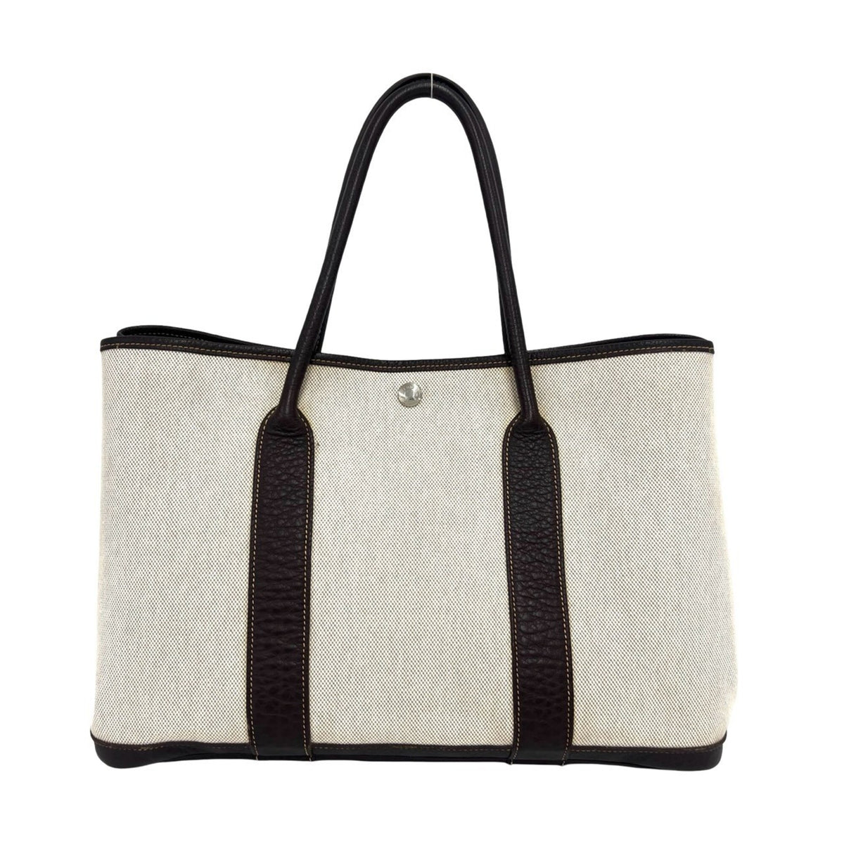 Hermes Brown Ivory Toile H Negonda Leather Tote Bag (Pre-Owned)