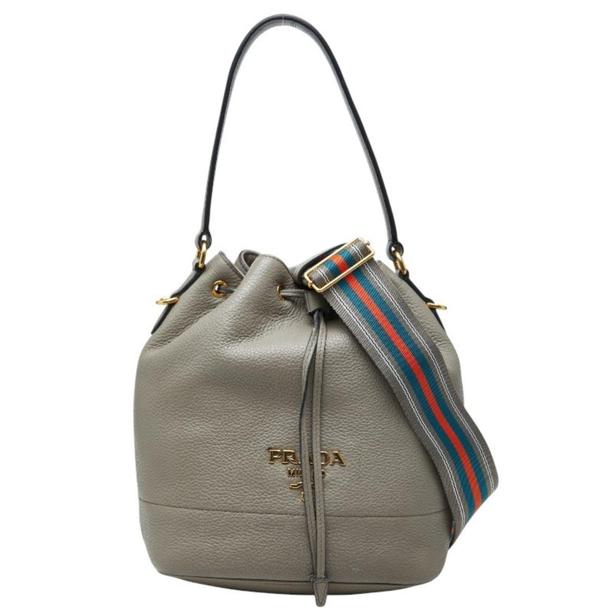 Prada Grayish Leather Handbag Shoulder Bag (Pre-Owned)