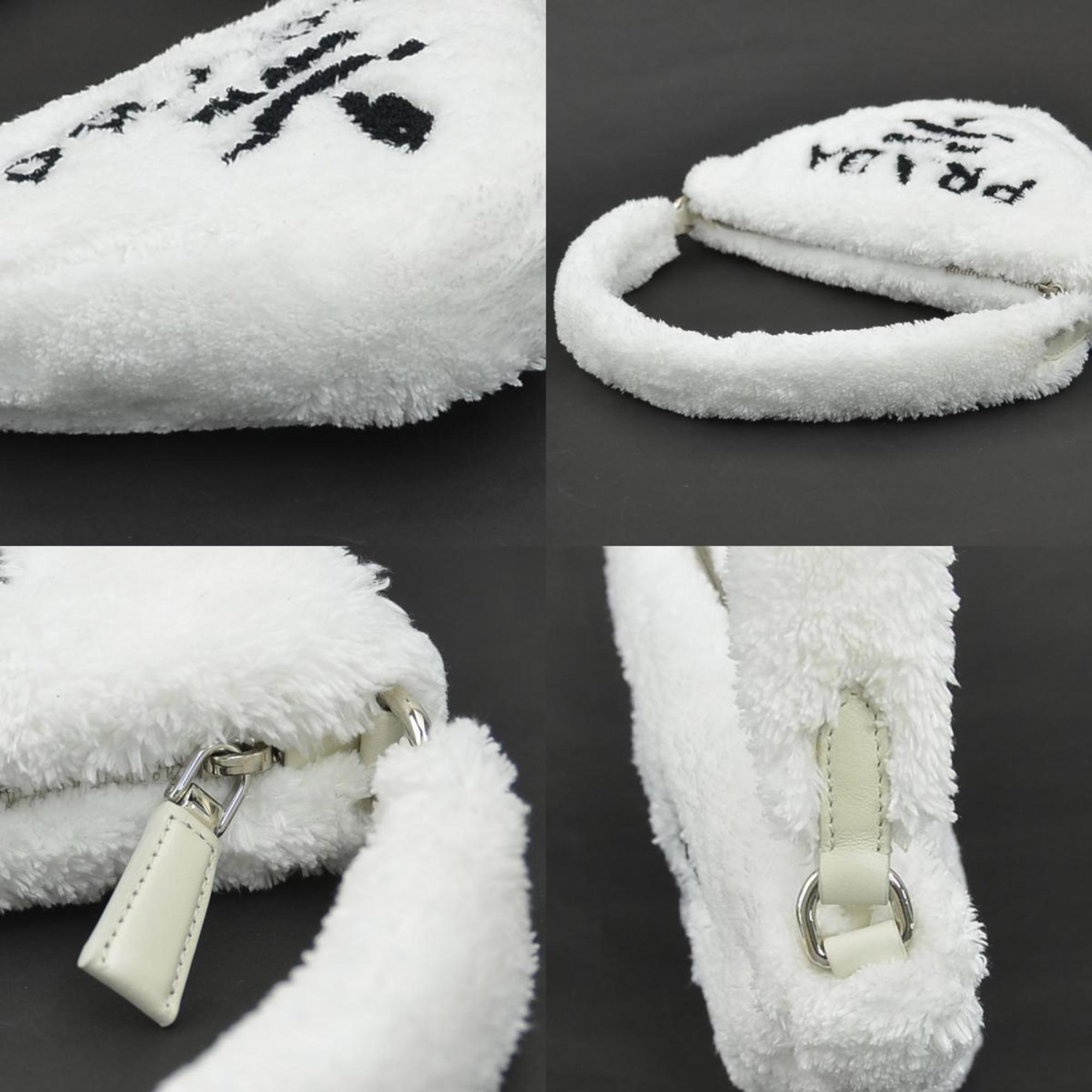 Prada White Pile Fabric Handbag (Pre-Owned)