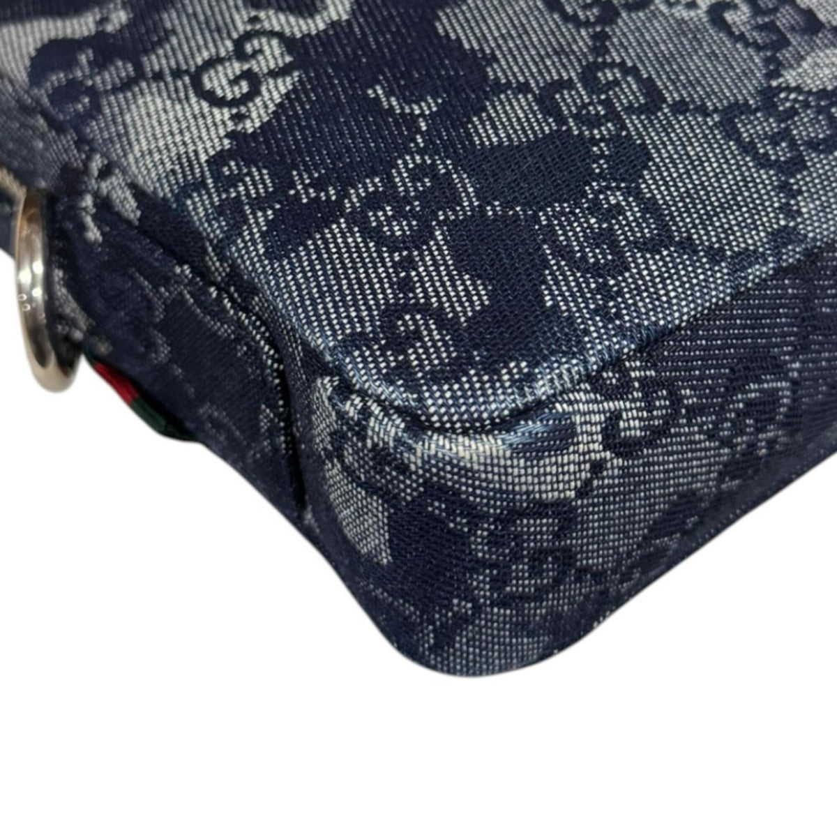 Gucci Navy Denim Leather Shoulder Bag (Pre-Owned)
