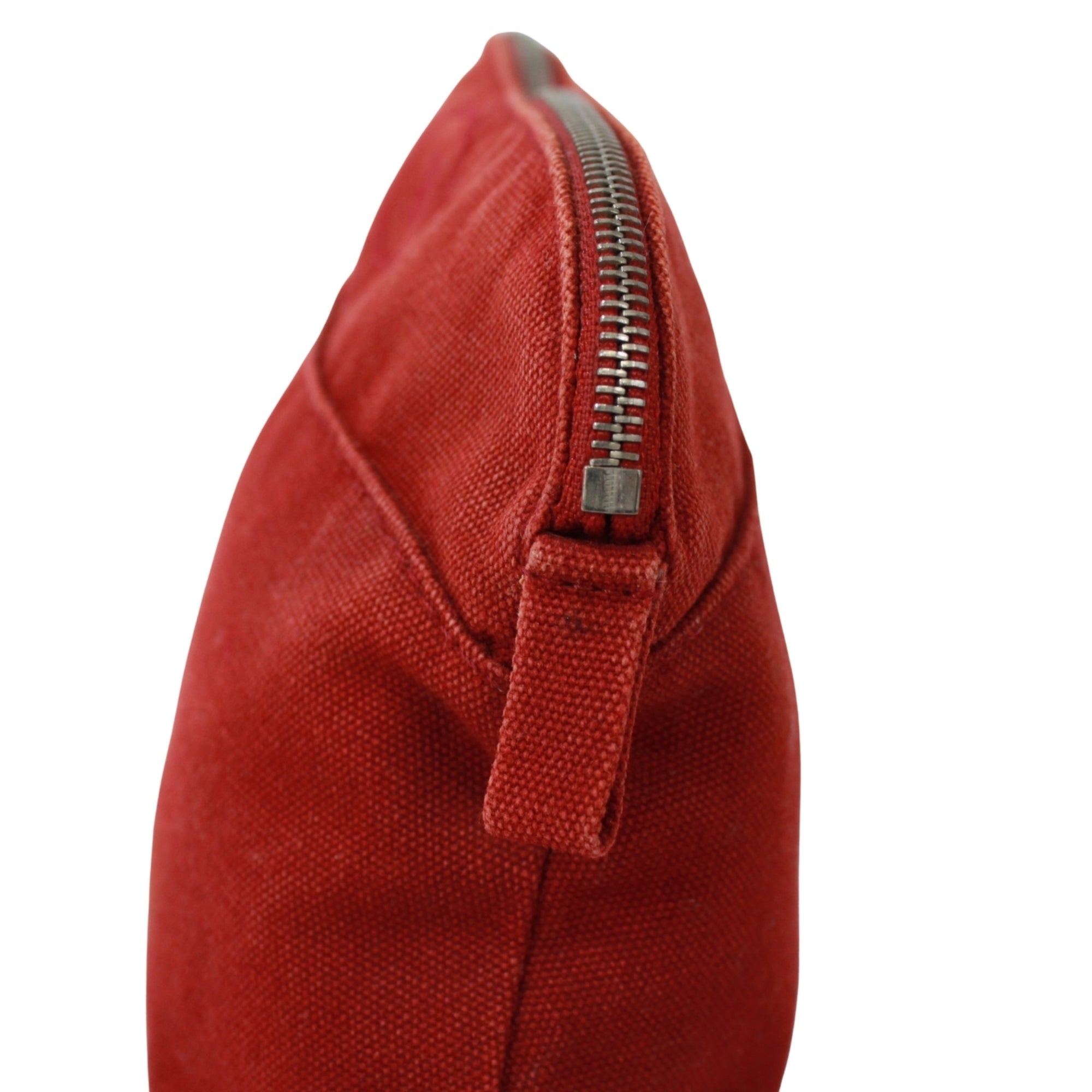 Hermes Red Color Canvas Leather Pouch (Pre-Owned)