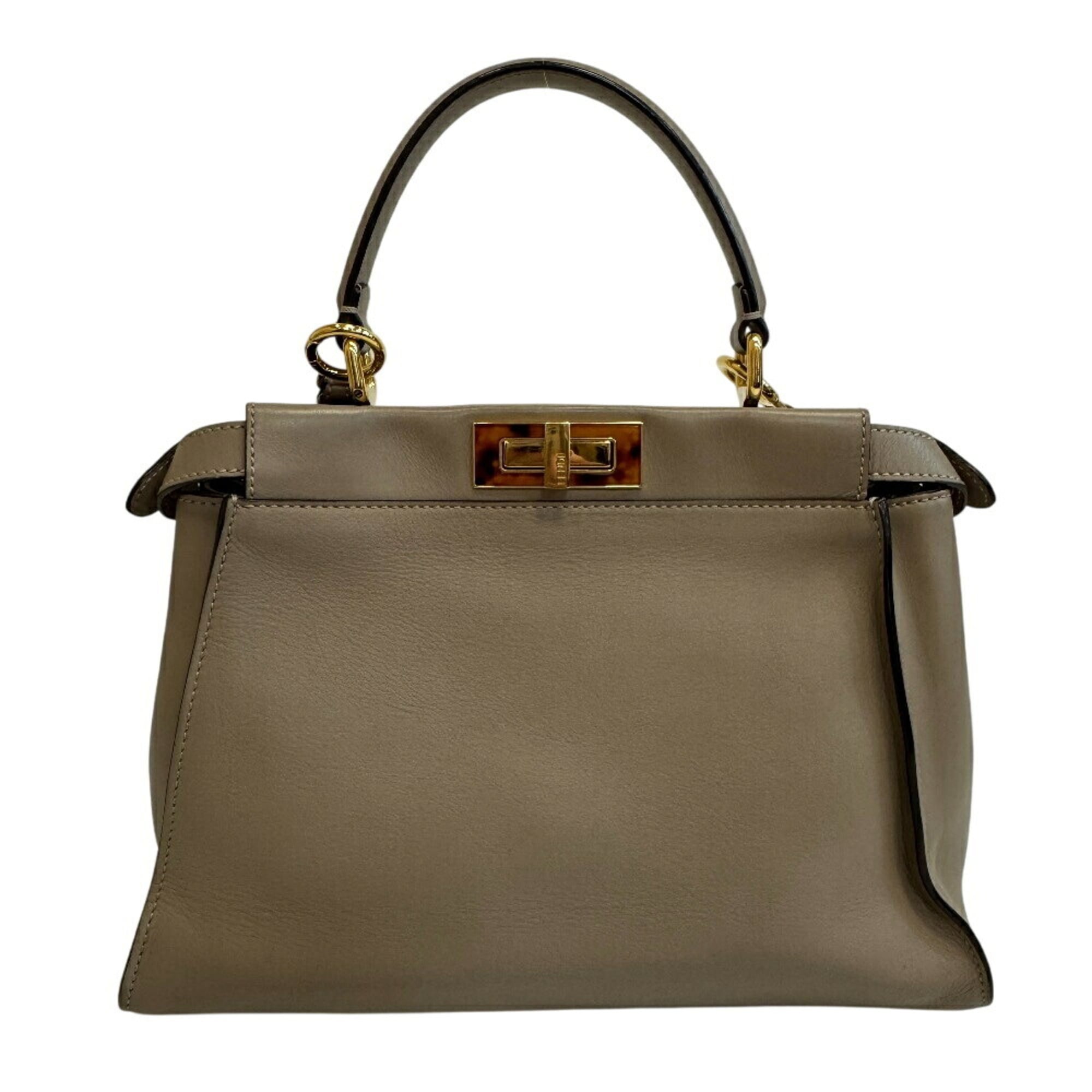 Fendi Gray Leather Handbag Shoulder Bag (Pre-Owned)