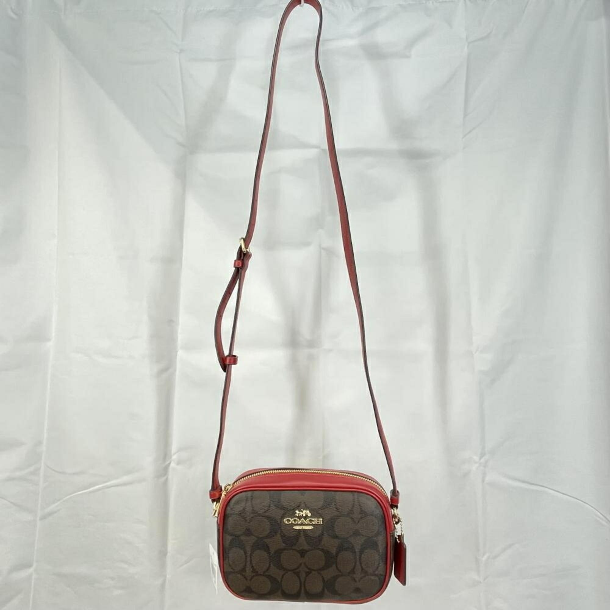 Coach Brown Red Color Signature Line Shoulder Bag (Pre-Owned)