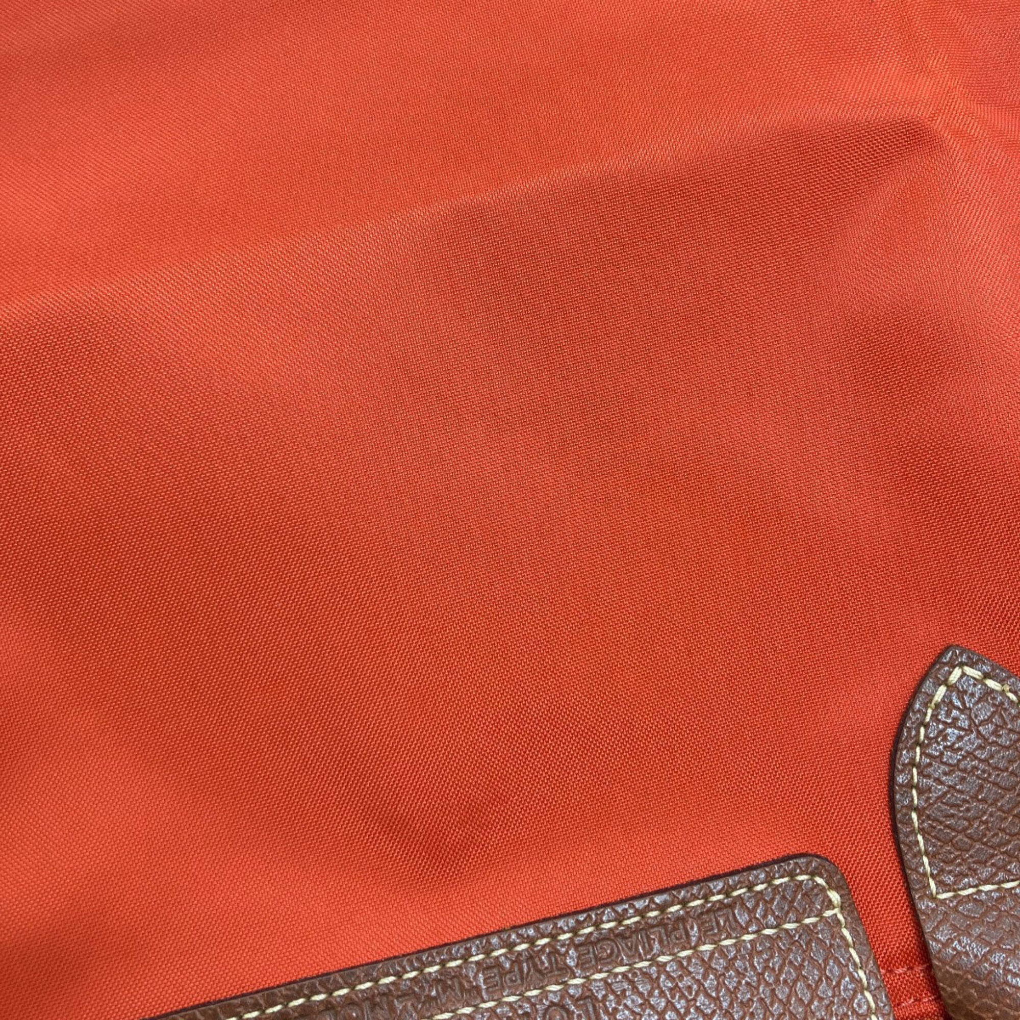 Longchamp Brown Orange Nylon Handbag (Pre-Owned)