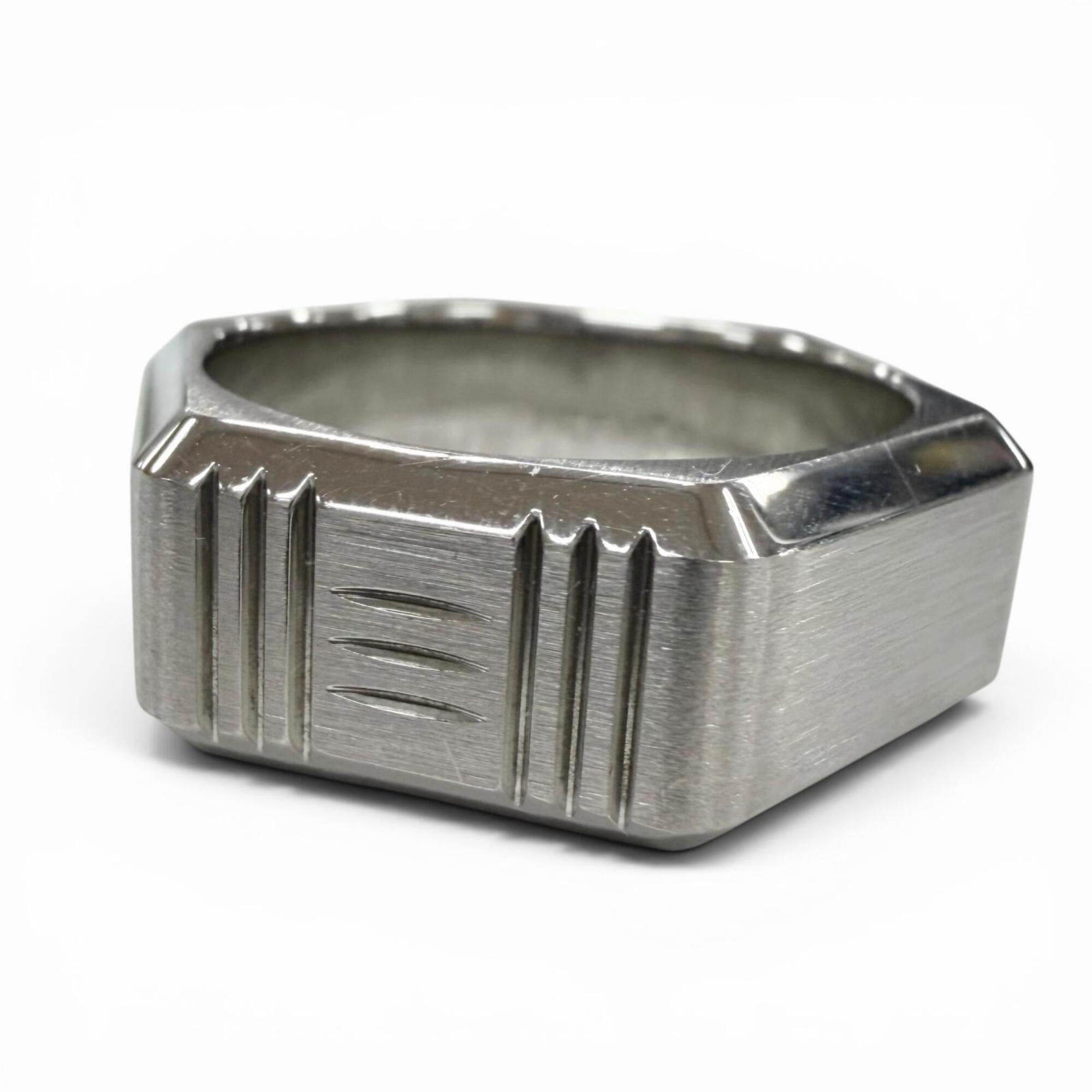 Hermes Silver Stainless Steel Band Ring (Pre-Owned)
