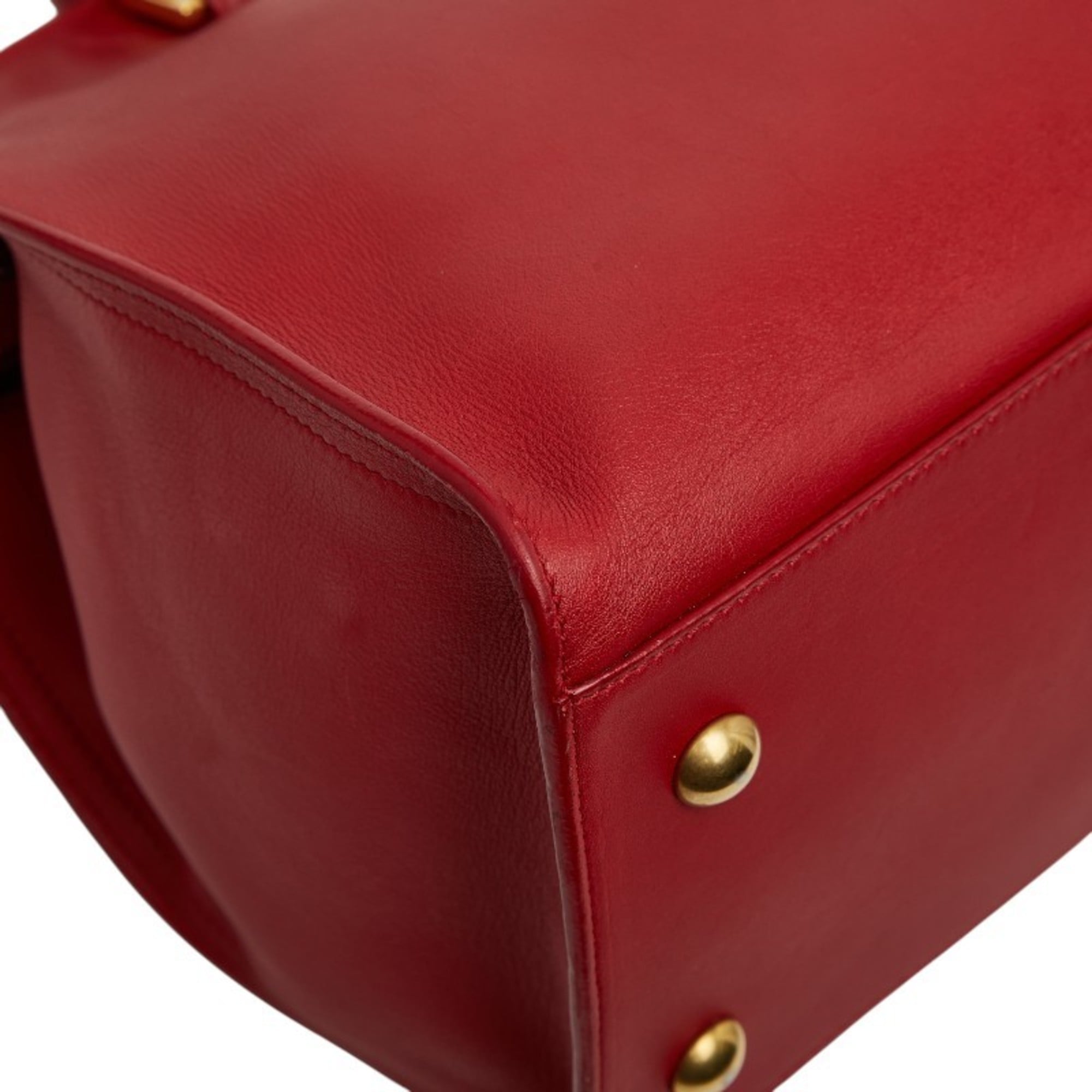 Saint Laurent Gold Red Color Leather Handbag Shoulder Bag (Pre-Owned)