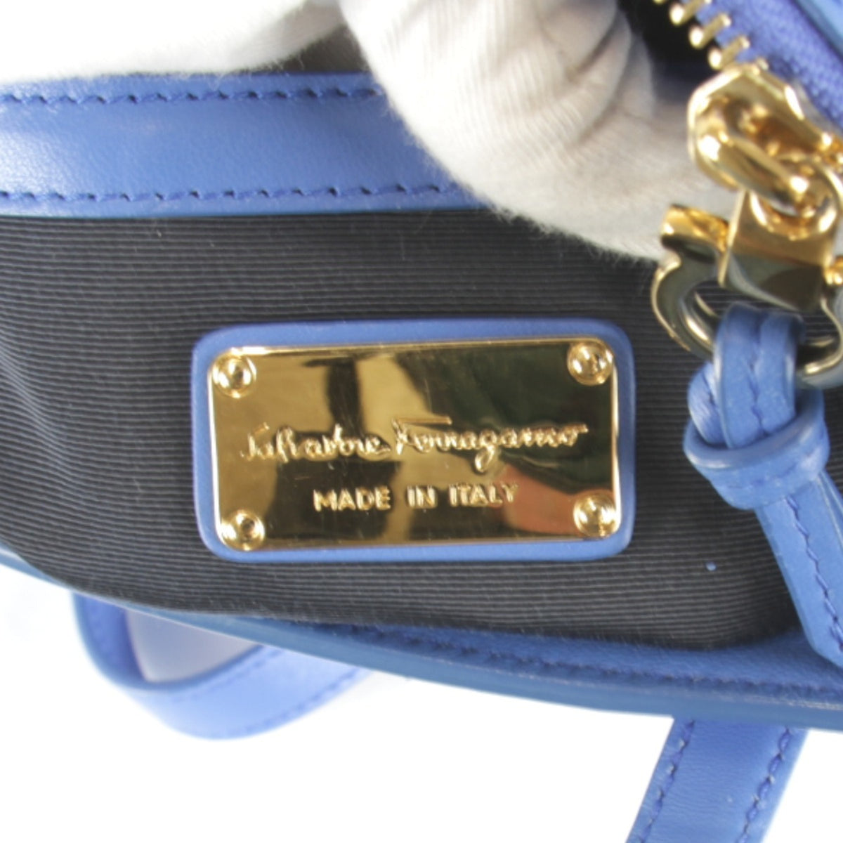 Salvatore Ferragamo Blue Leather Tote Bag (Pre-Owned)