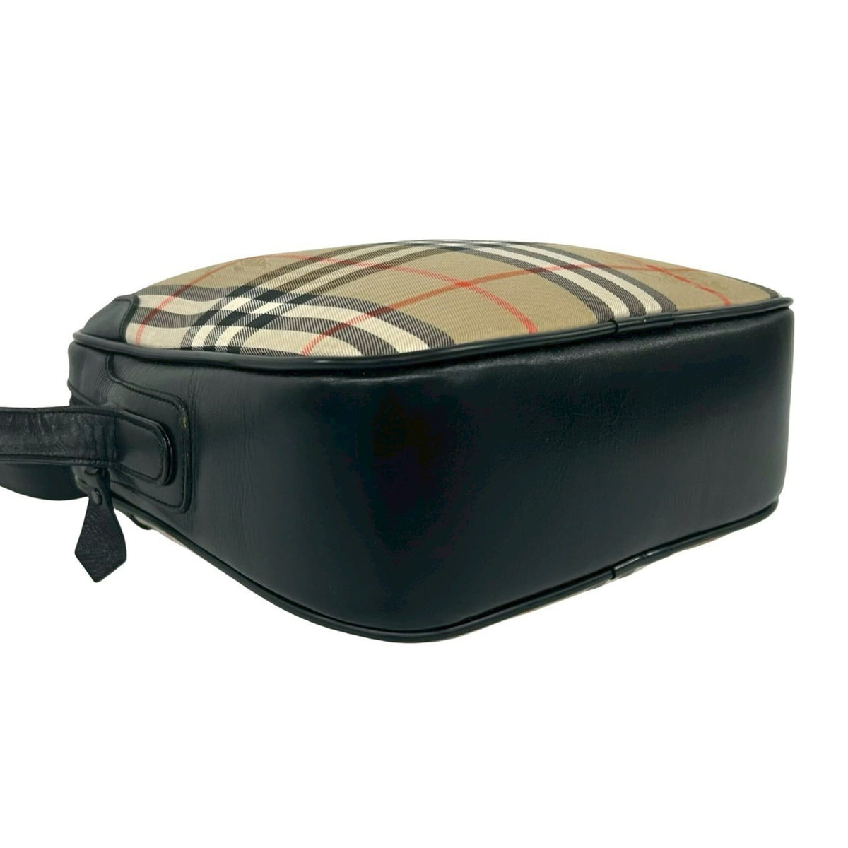 Burberry Beige Black Canvas Leather Shoulder Bag (Pre-Owned)