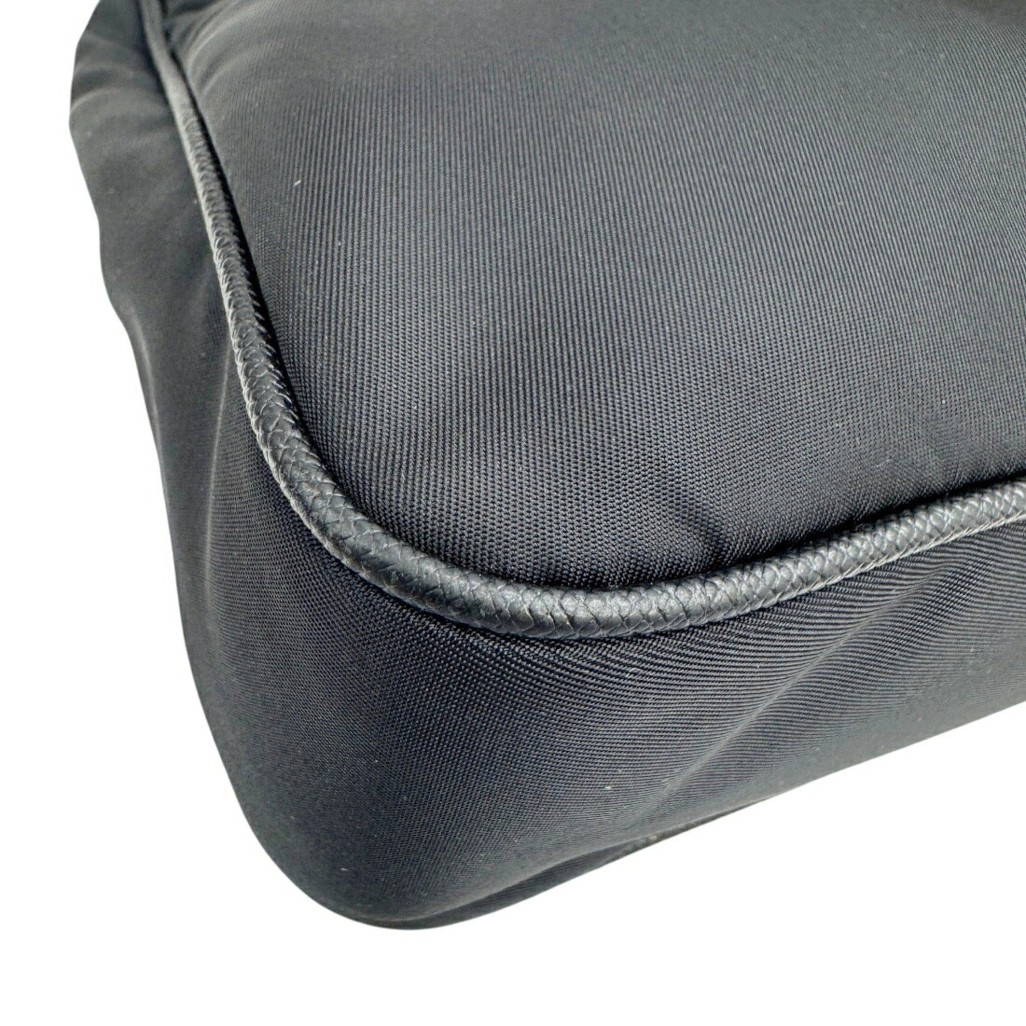 Prada Black Nylon Leather Handbag Pouch Shoulder Bag (Pre-Owned)