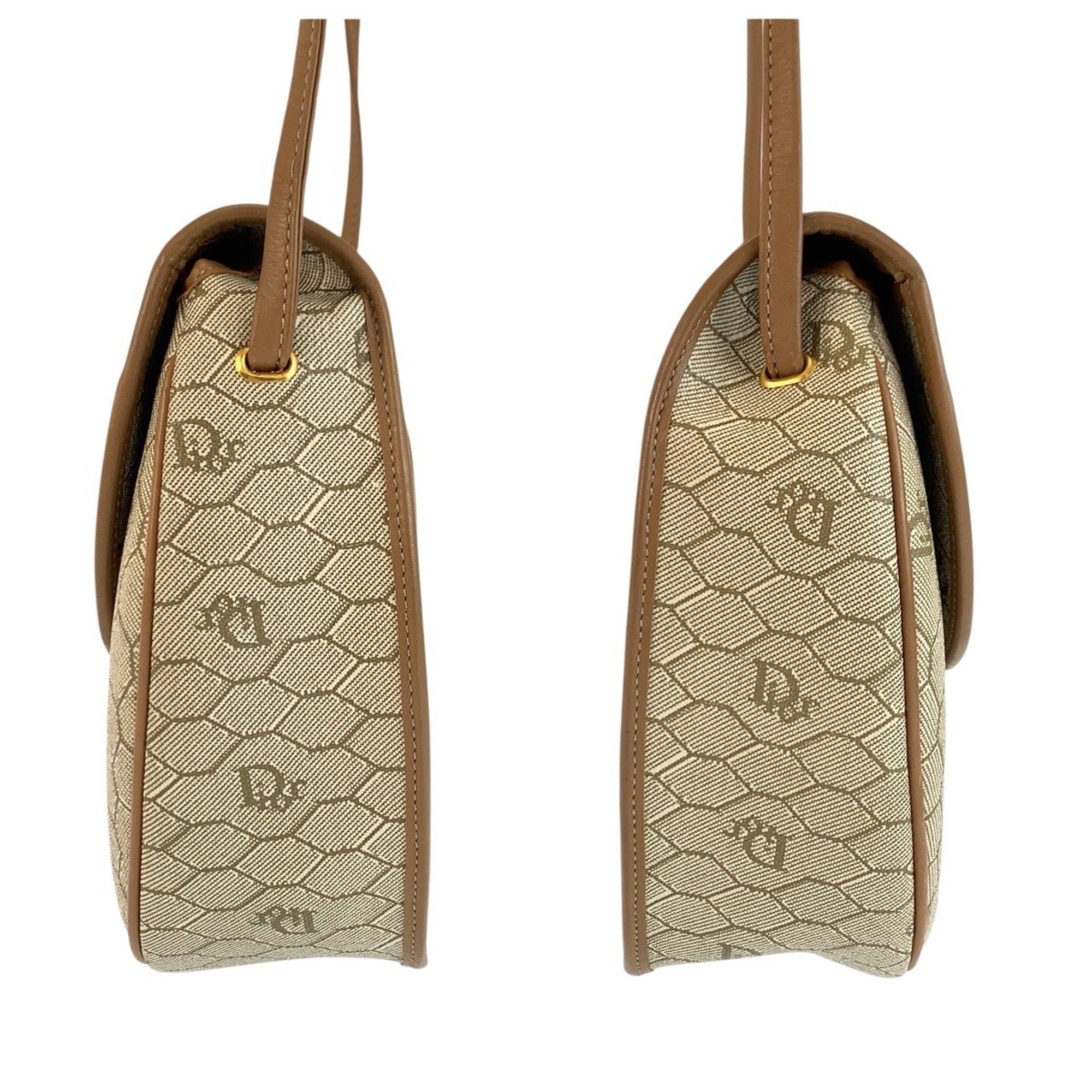 Christian Dior Beige Brown Leather Pvc Pochette Shoulder Bag (Pre-Owned)