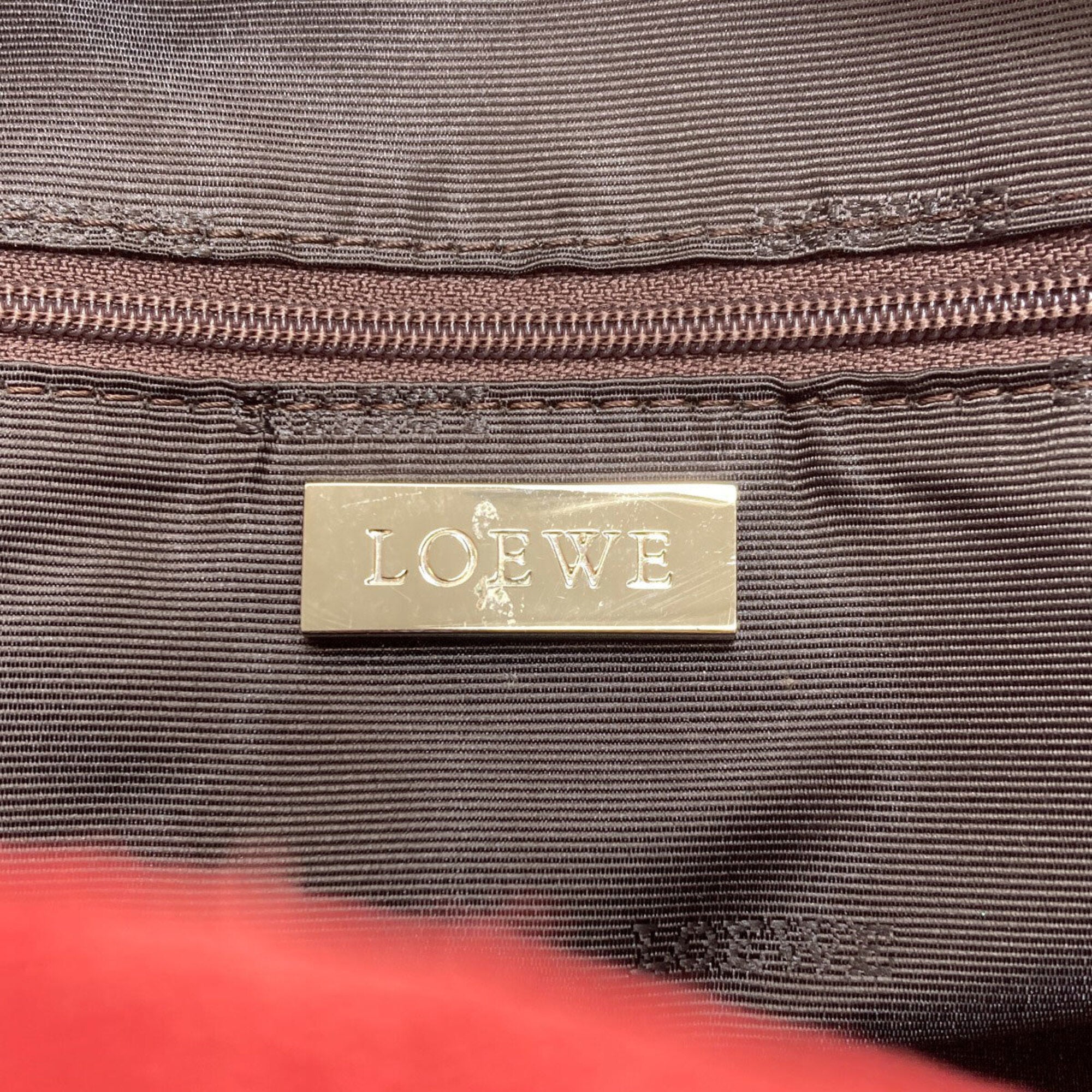 Loewe Red Color Suede Handbag (Pre-Owned)