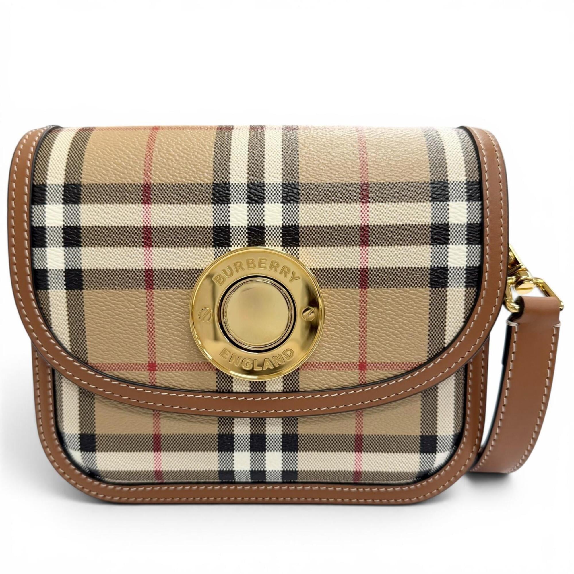 Burberry Beige Brown Leather Crossbody Bag Shoulder Bag (Pre-Owned)