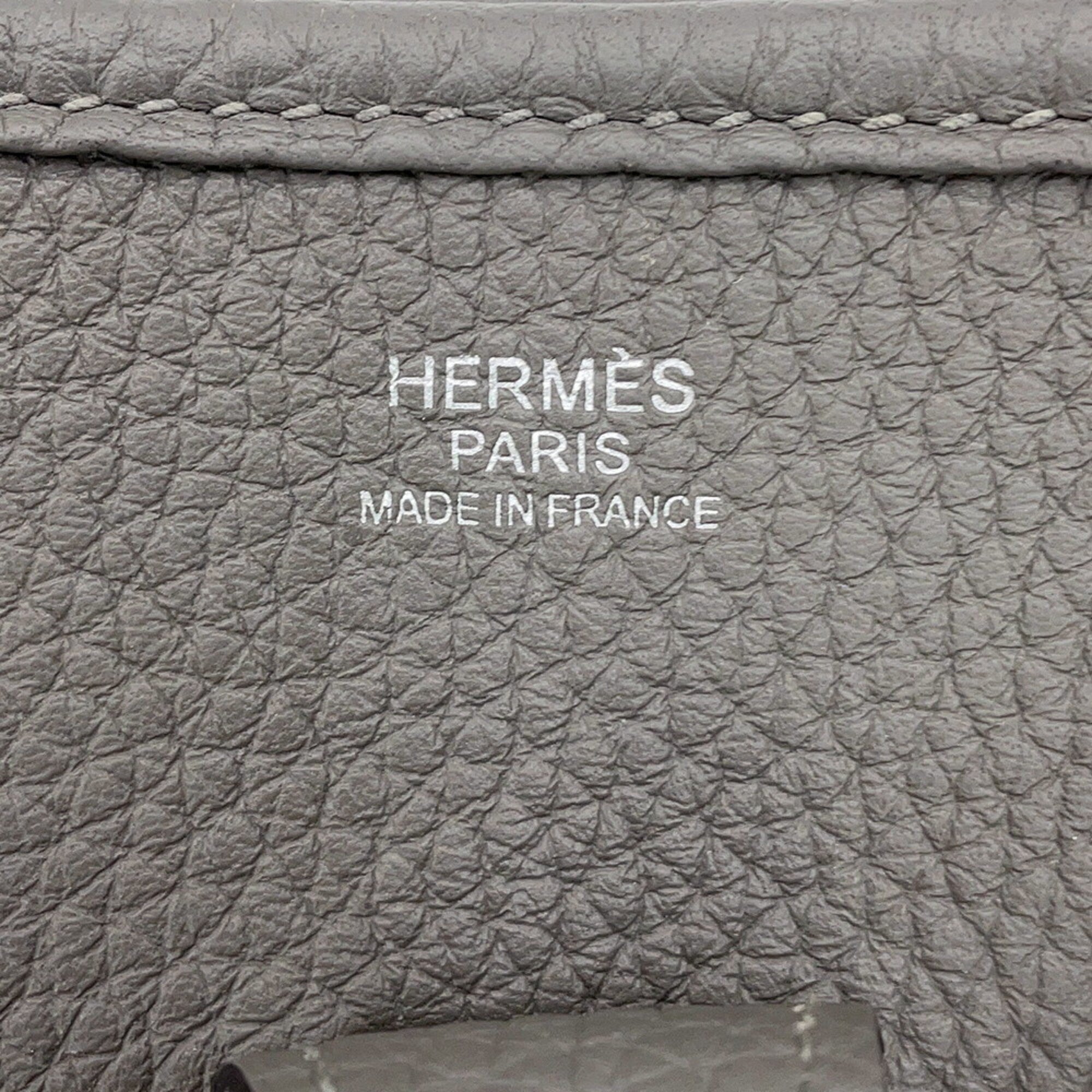 Hermes Evelyne Silver Taurillon Clemence Leather Handbag Shoulder Bag (Pre-Owned)