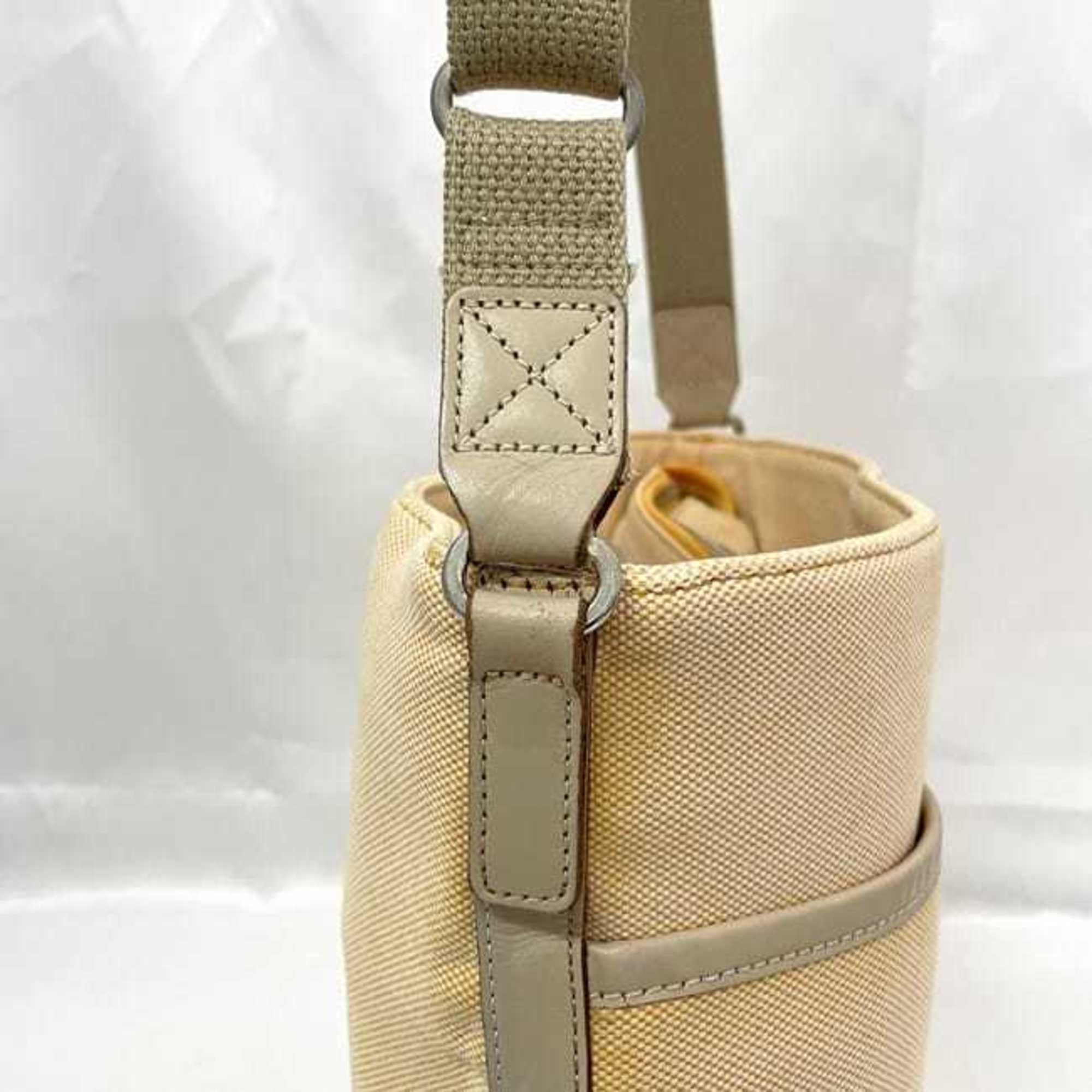 Burberry Beige Orange Canvas Shoulder Bag (Pre-Owned)